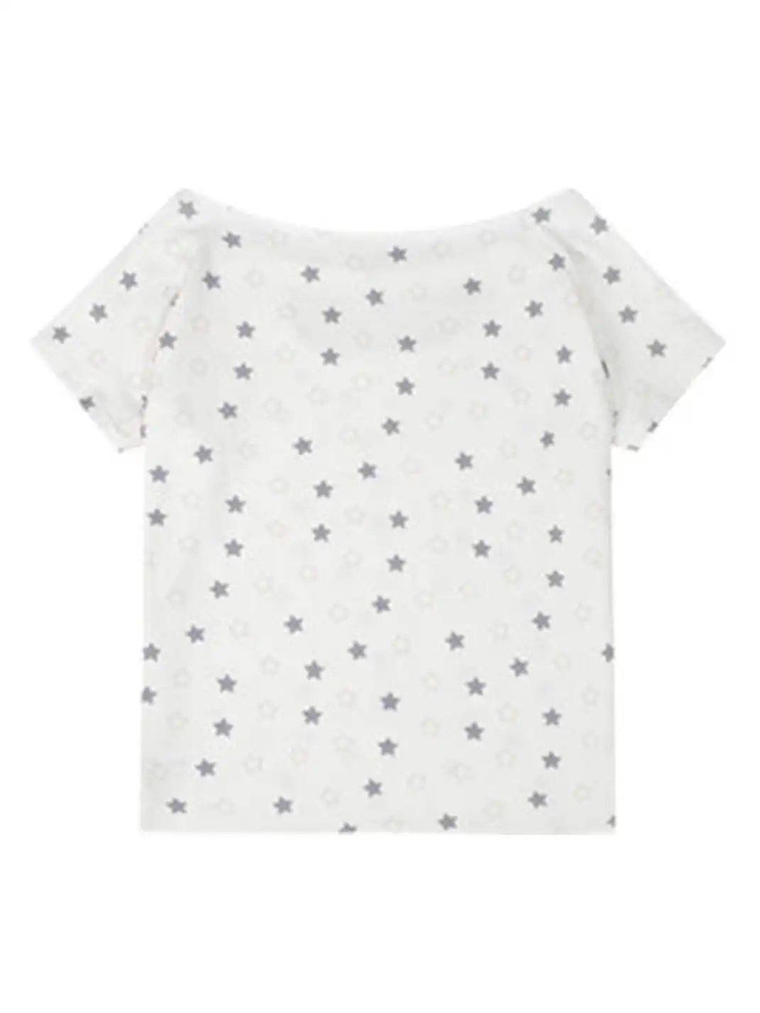 NECYSTUDIO | Allover Star Print Off-the-Shoulder Short Sleeve Top