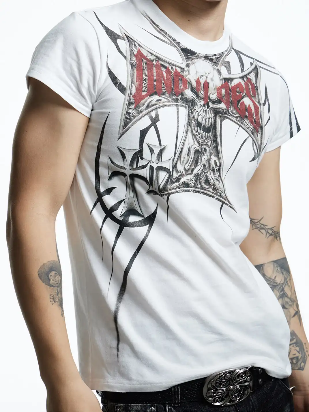 DND4DES | Skull Graffiti Print Cross T-Shirt
