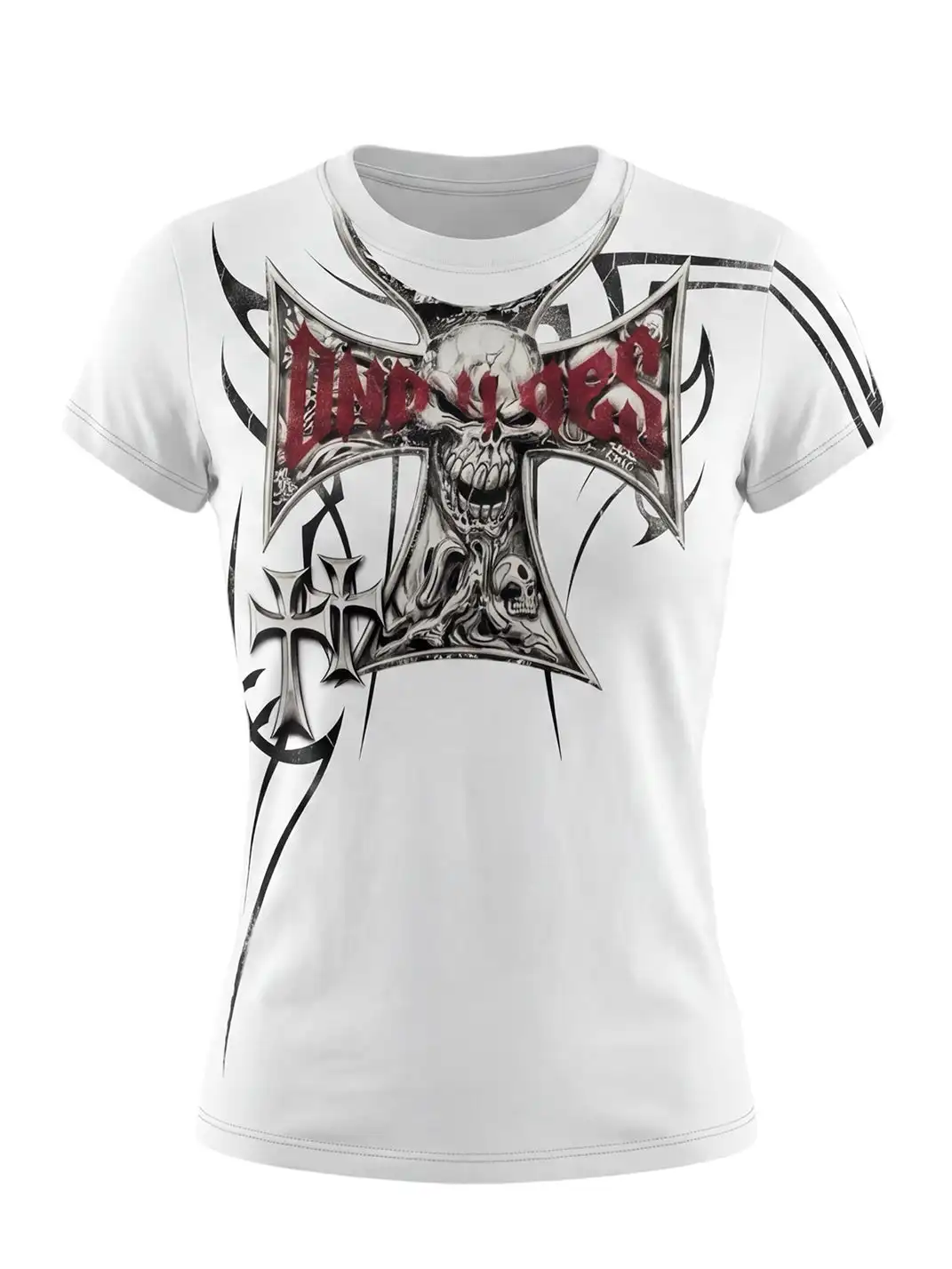 DND4DES | Skull Graffiti Print Cross T-Shirt