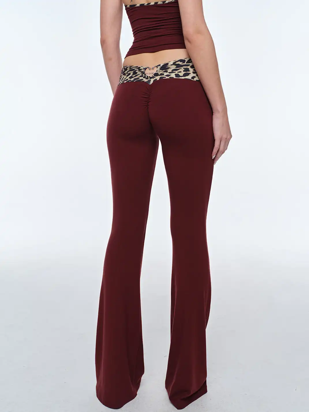 BUM STUDIO | Leopard Trim Halter Tank Top & Cuffed Pants