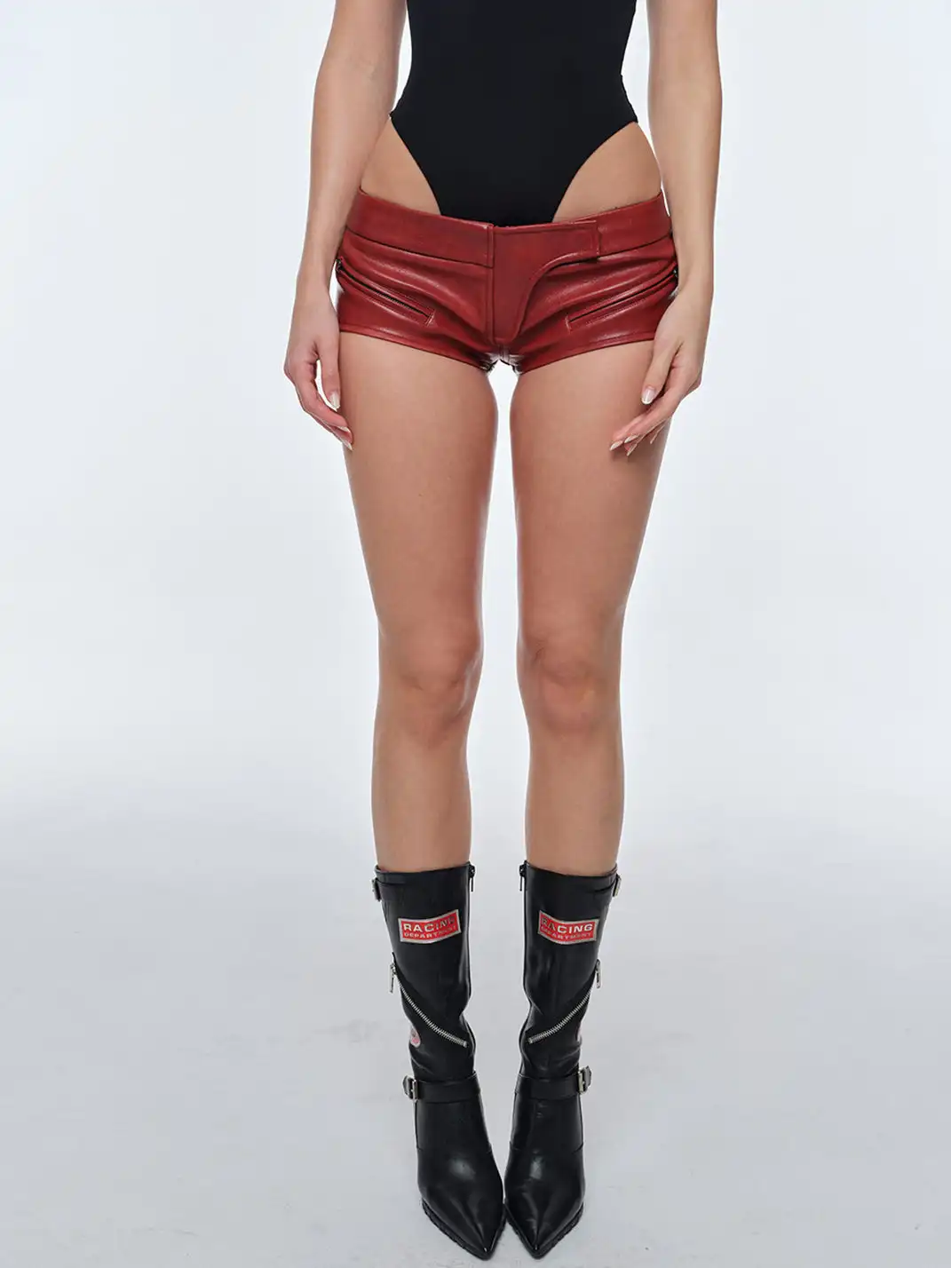 BUM STUDIO | Waxy Ultra Low-rise Leather Shorts