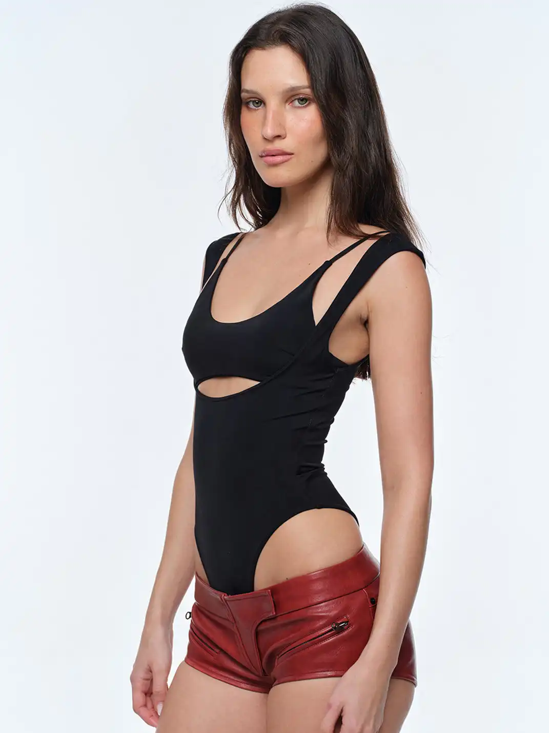 BUM STUDIO | Waxy Ultra Low-rise Leather Shorts