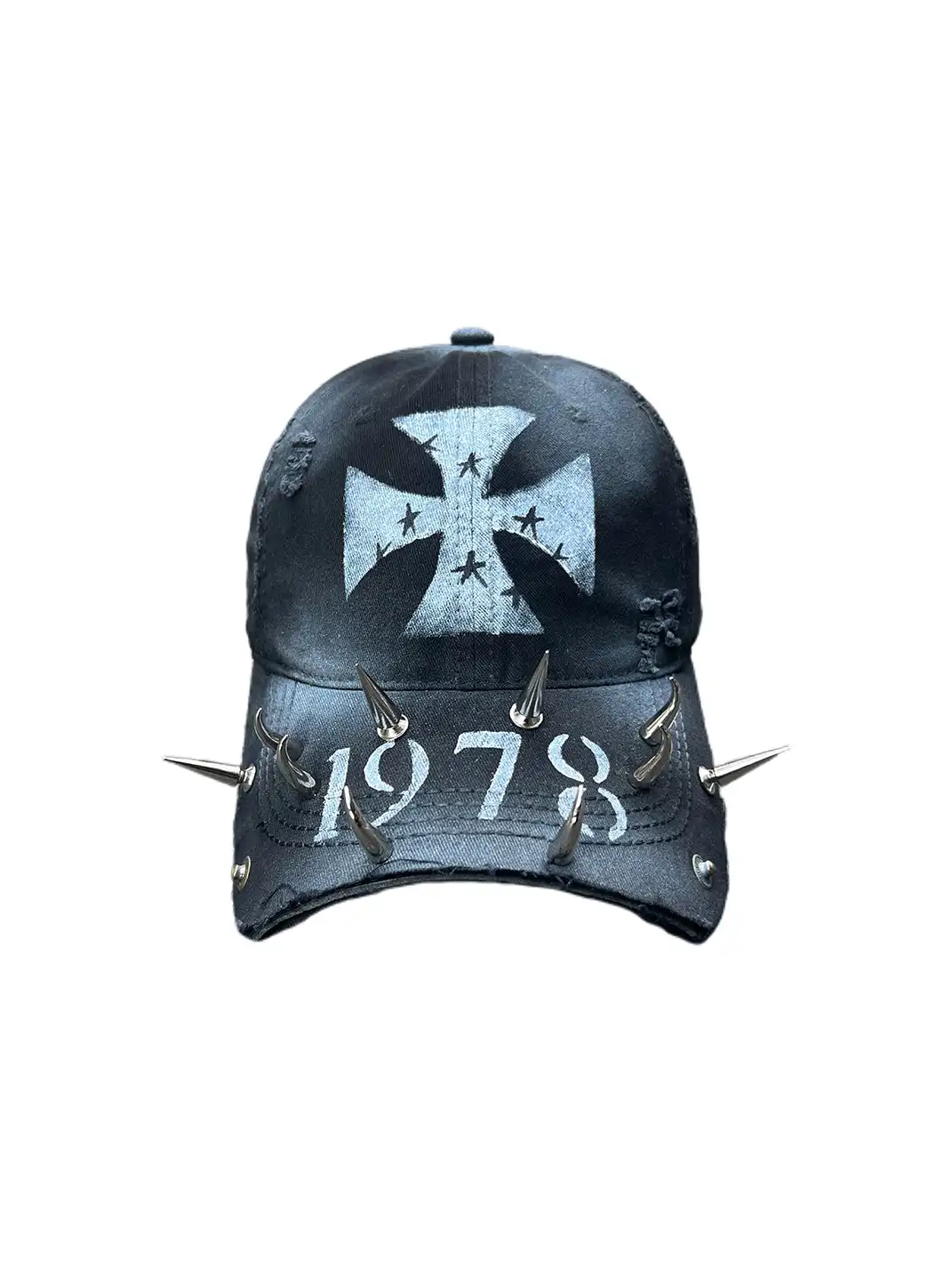 YIZILINGF | Punk Cross Rivet Baseball Cap