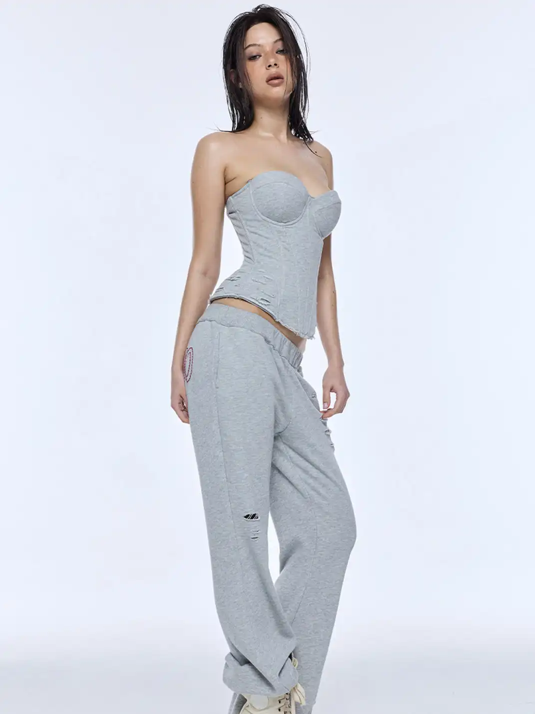 BUM STUDIO | Hand-distressed Heavy Wash Cotton Corset