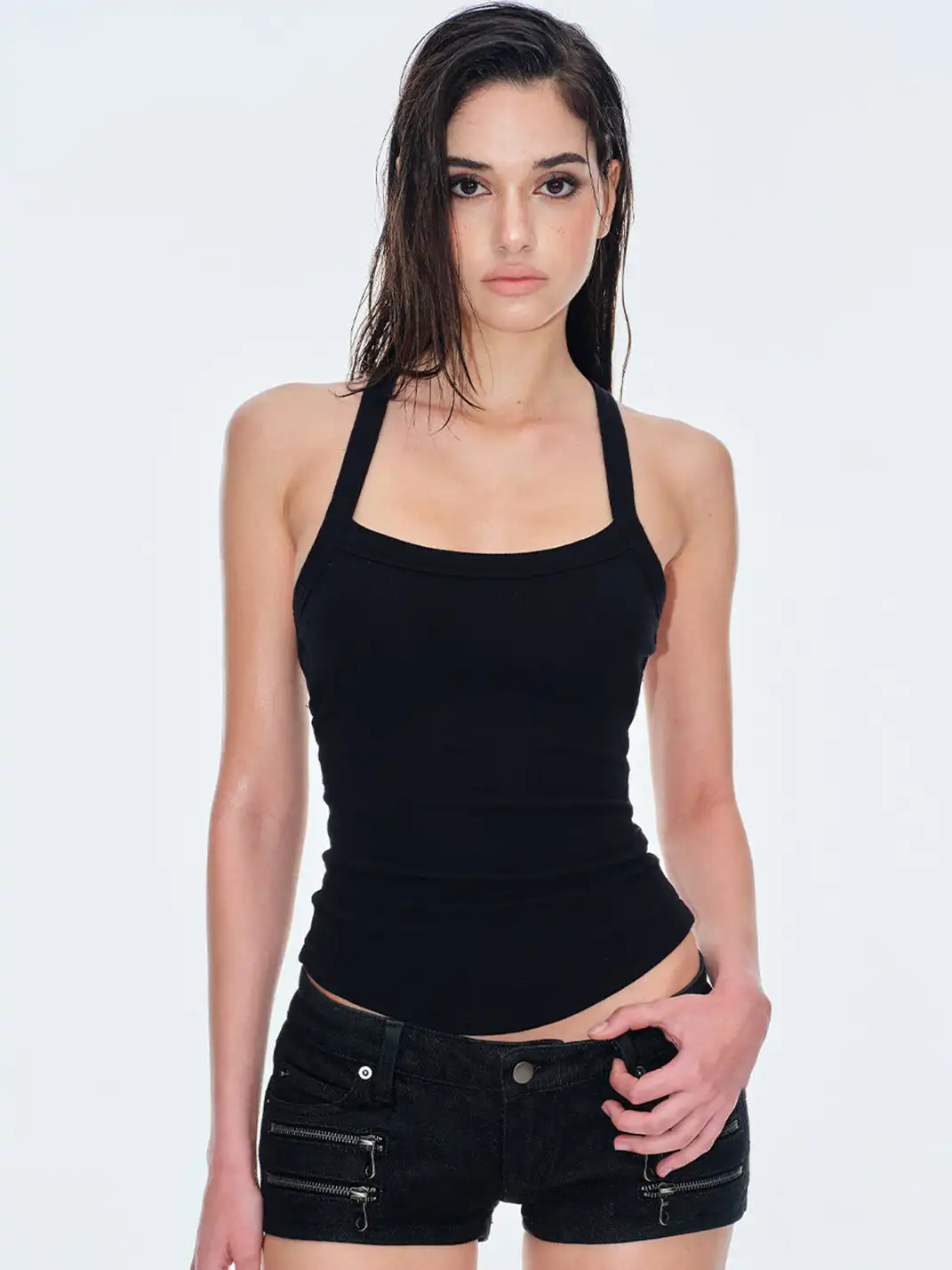 BUM STUDIO | Ribbed Knit Double C Waist Detachable Tank Top