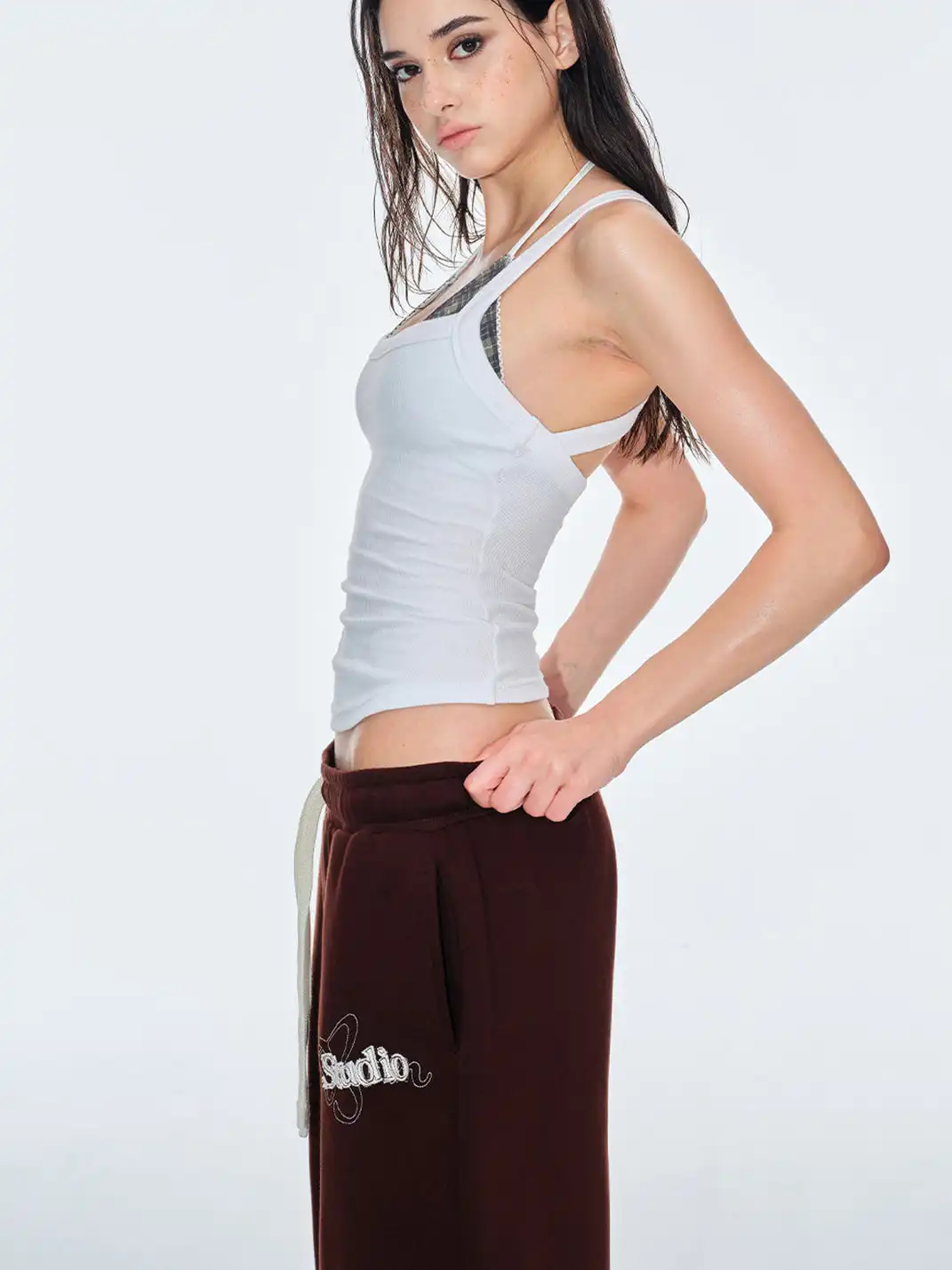 BUM STUDIO | Ribbed Knit Double C Waist Detachable Tank Top
