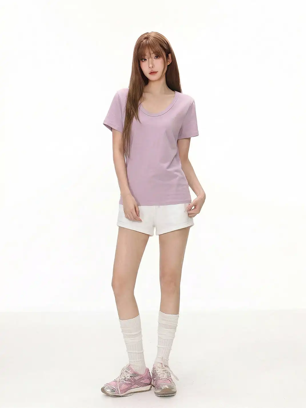 SHIYIYUE | Solid Color Loose Casual Short Sleeve T-Shirt