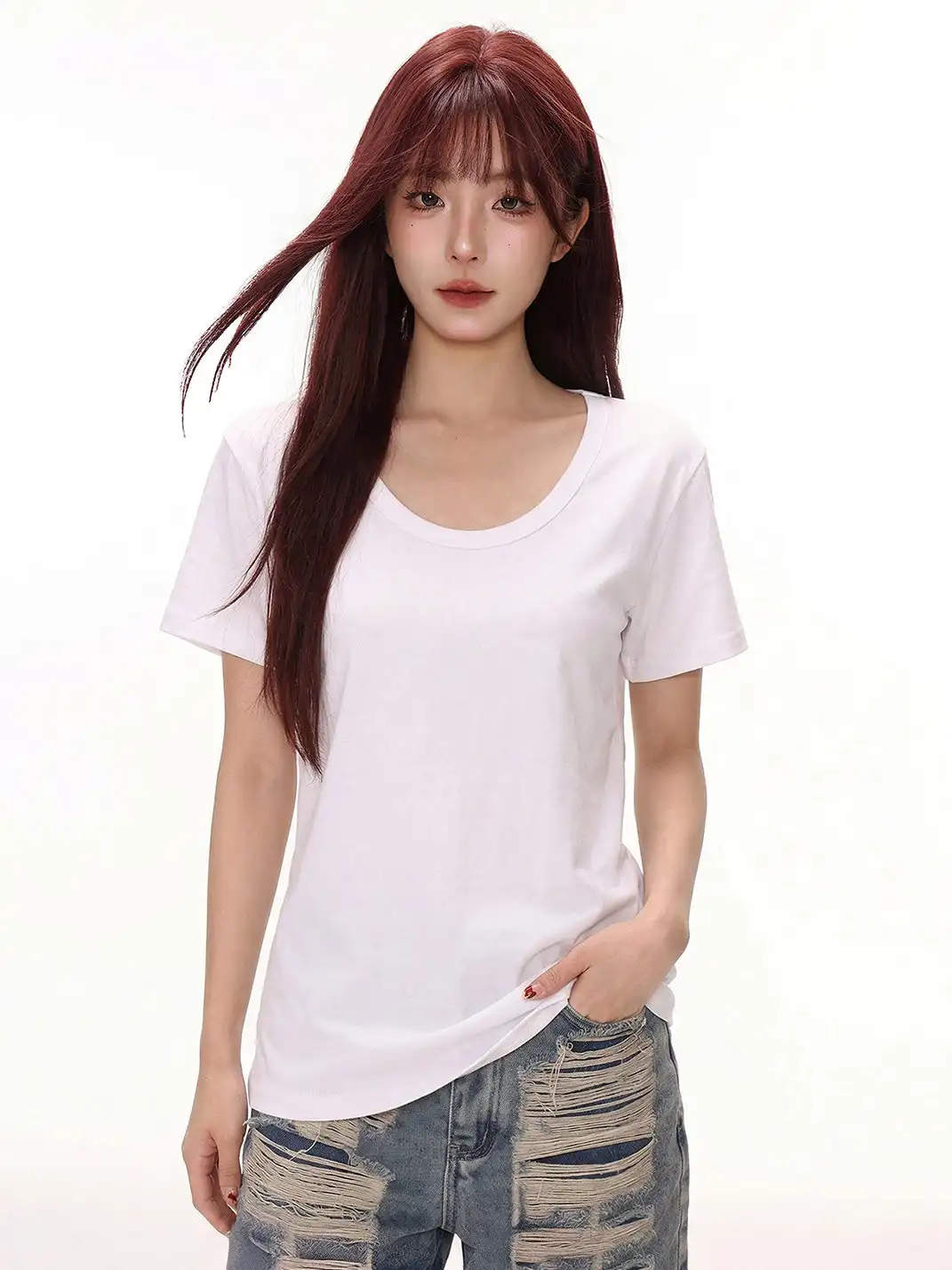 SHIYIYUE | Solid Color Loose Casual Short Sleeve T-Shirt