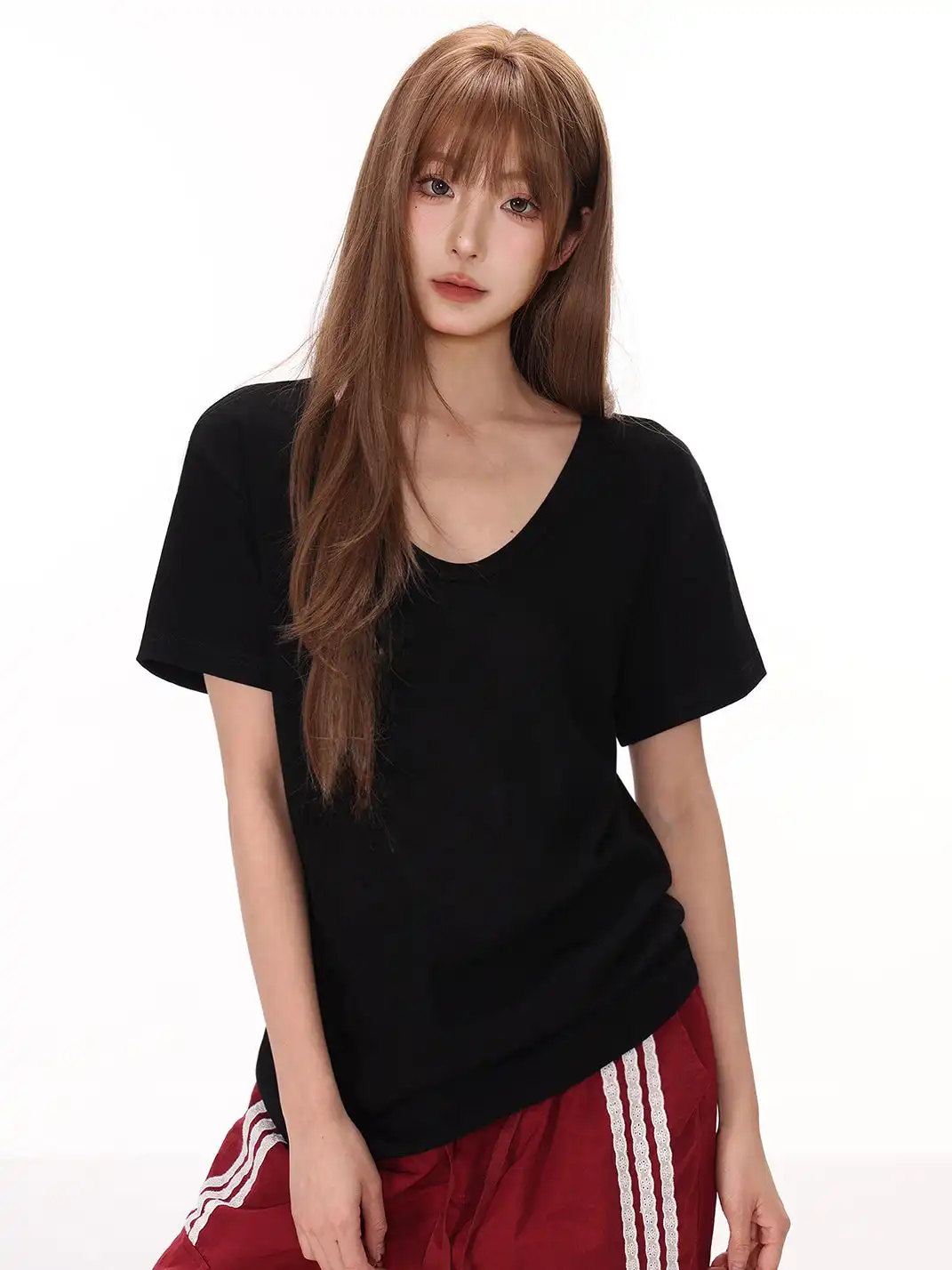 SHIYIYUE | Solid Color Loose Casual Short Sleeve T-Shirt