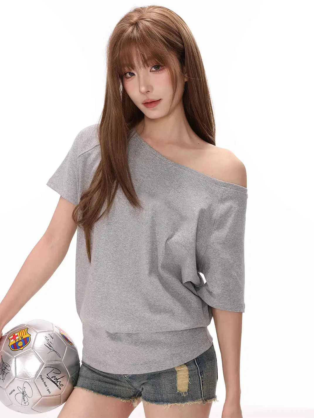SHIYIYUE | Asymmetrical Shoulder Loose Short Sleeve T-Shirt