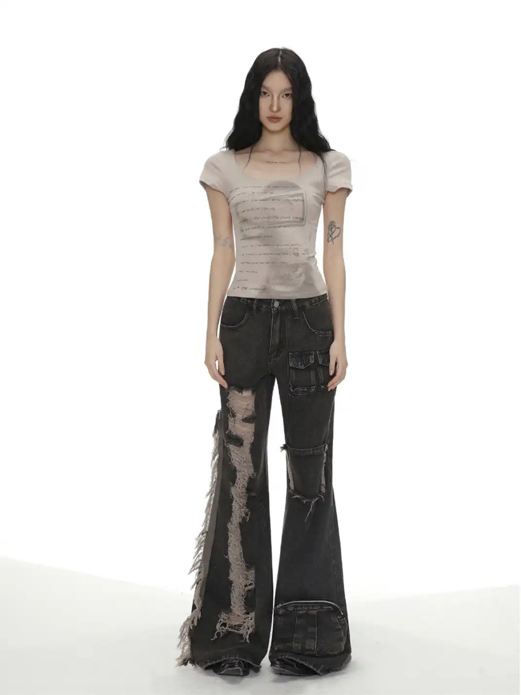 SHIYIYUE | Letter & Figure Printed Short Sleeve T-Shirt
