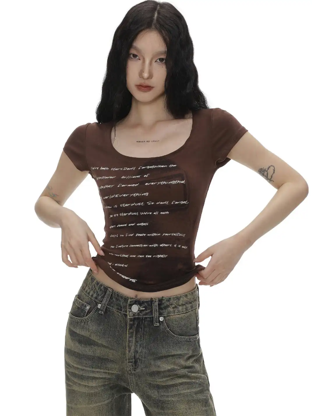 SHIYIYUE | Letter & Figure Printed Short Sleeve T-Shirt