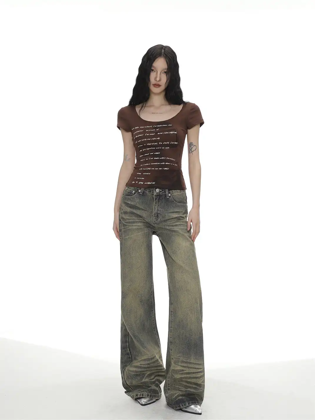 SHIYIYUE | Letter & Figure Printed Short Sleeve T-Shirt