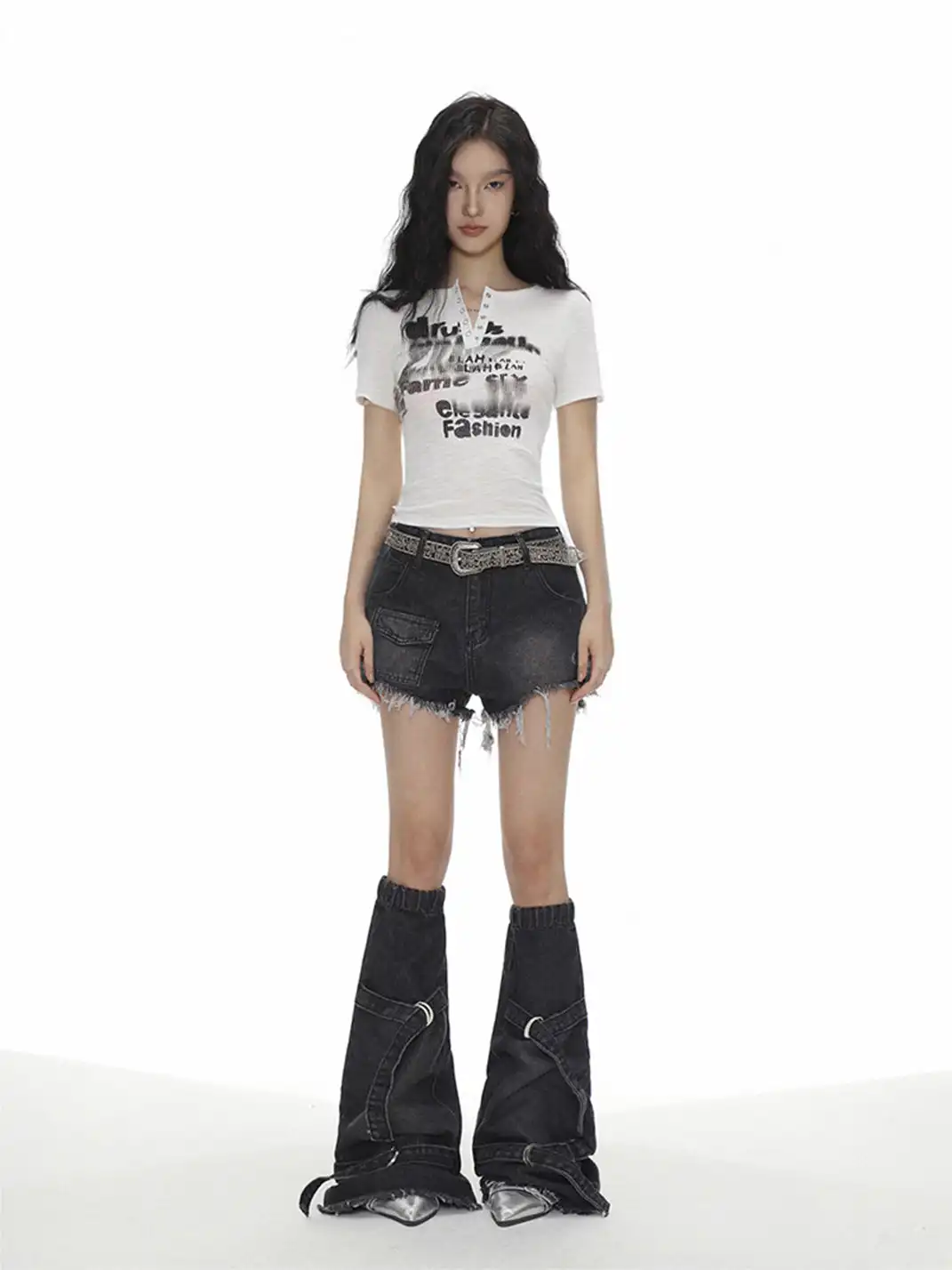 SHIYIYUE | Letter Graffiti Short Sleeve T-Shirt