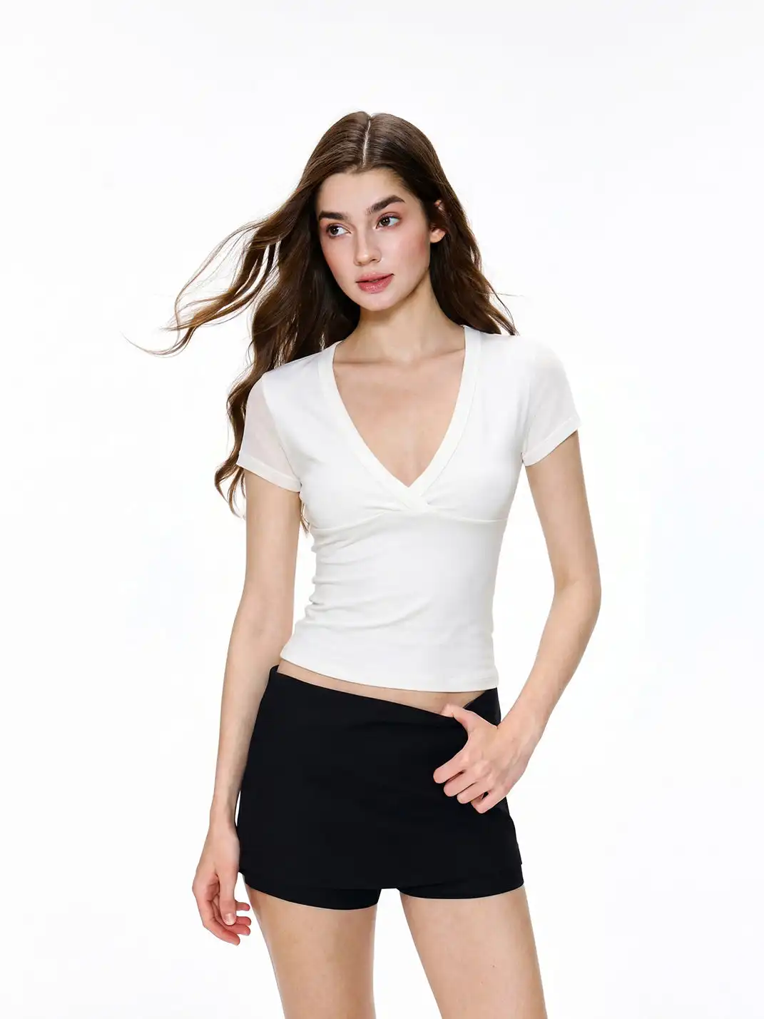 SHIYIYUE | Deep V-Neck Short Sleeve T-Shirt