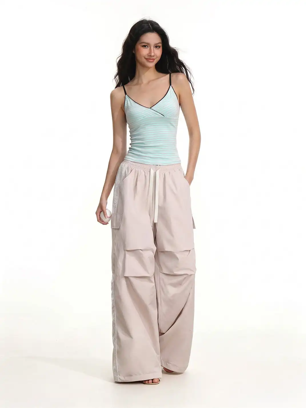 SHIYIYUE | Striped Lace Trim Cami Top