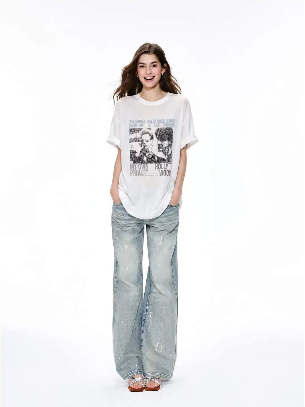 SHIYIYUE | Printed Loose Crew Neck T-Shirt