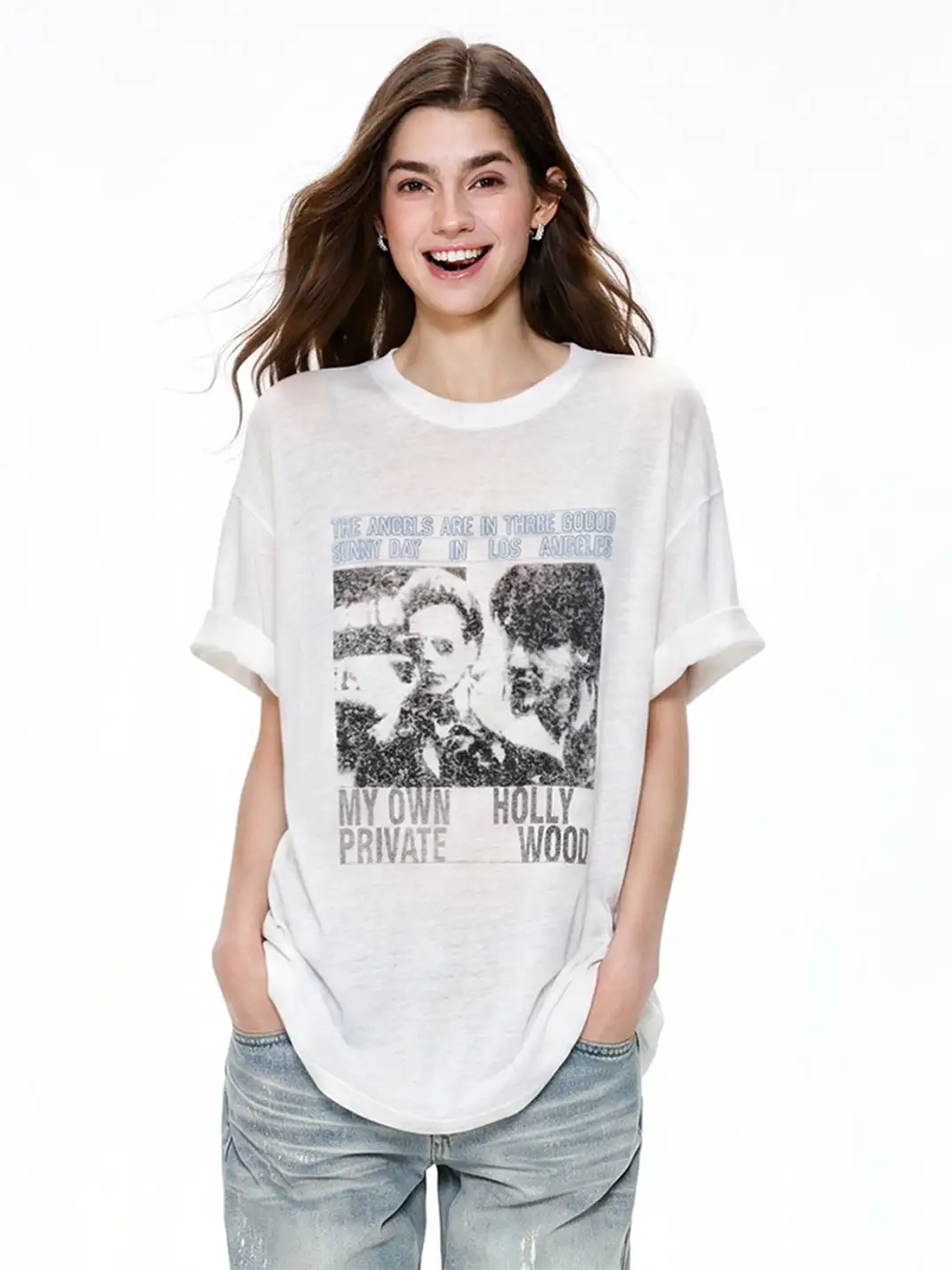 SHIYIYUE | Printed Loose Crew Neck T-Shirt