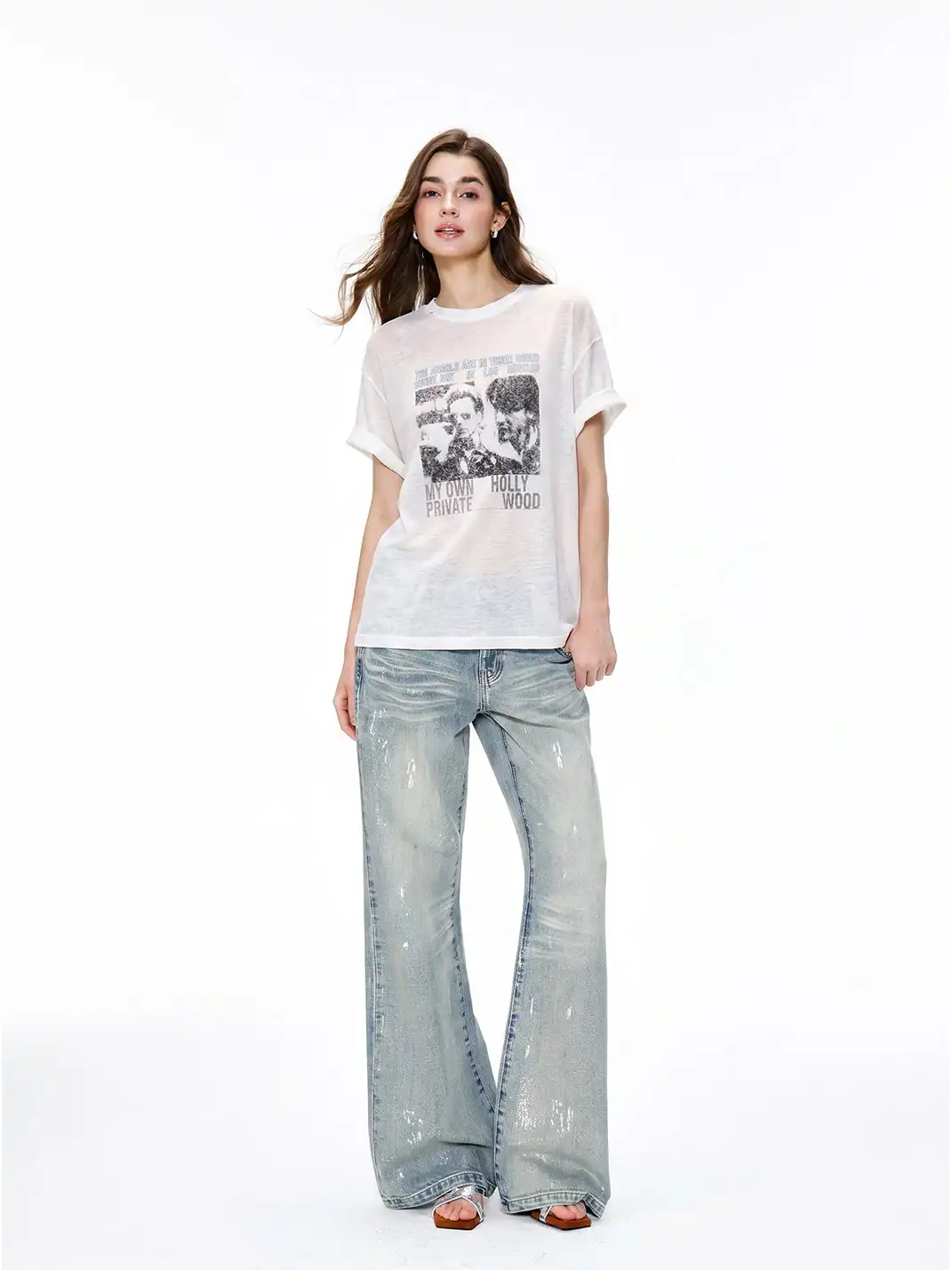 SHIYIYUE | Printed Loose Crew Neck T-Shirt