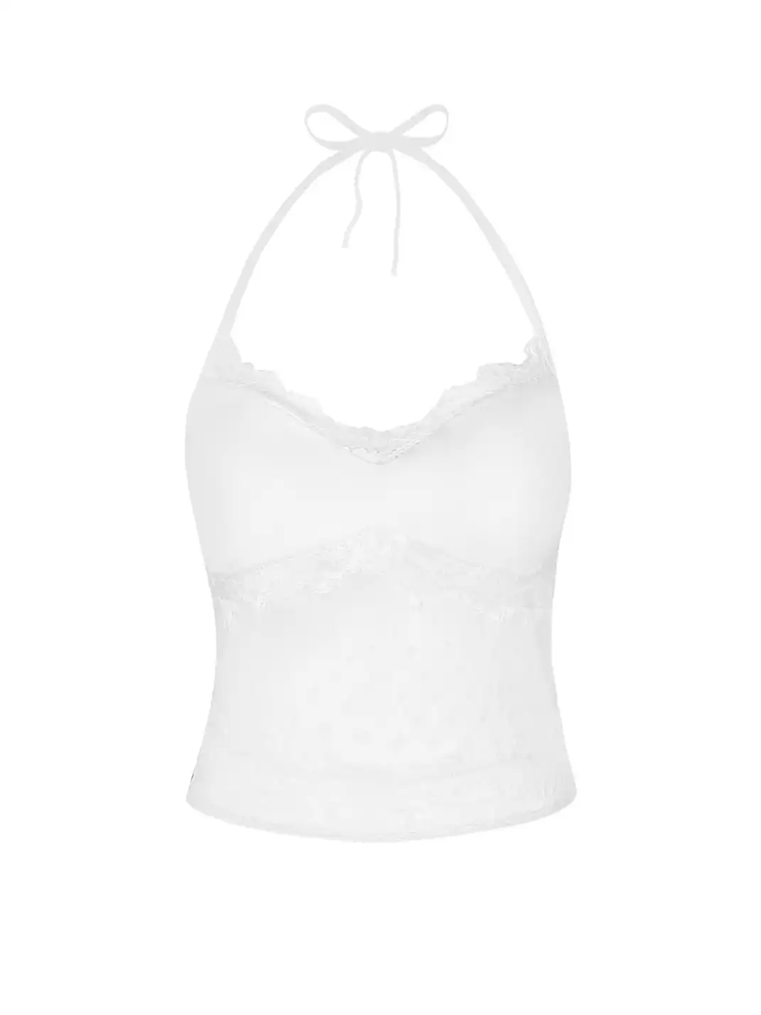 SHIYIYUE | Halter Tie Polka Dot Lace Cami Two-Piece Set