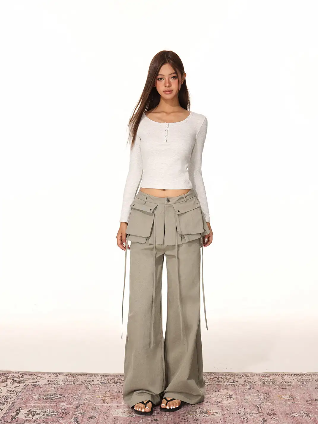 SHIYIYUE | Fake Two-Piece Wide-Leg Pants