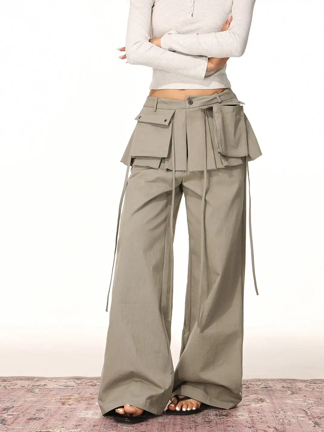 SHIYIYUE | Fake Two-Piece Wide-Leg Pants