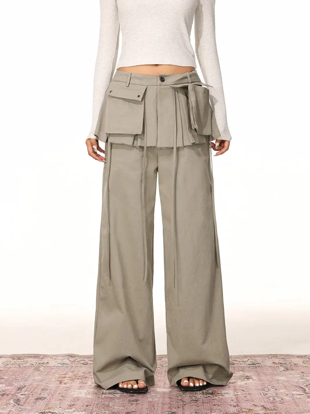 SHIYIYUE | Fake Two-Piece Wide-Leg Pants