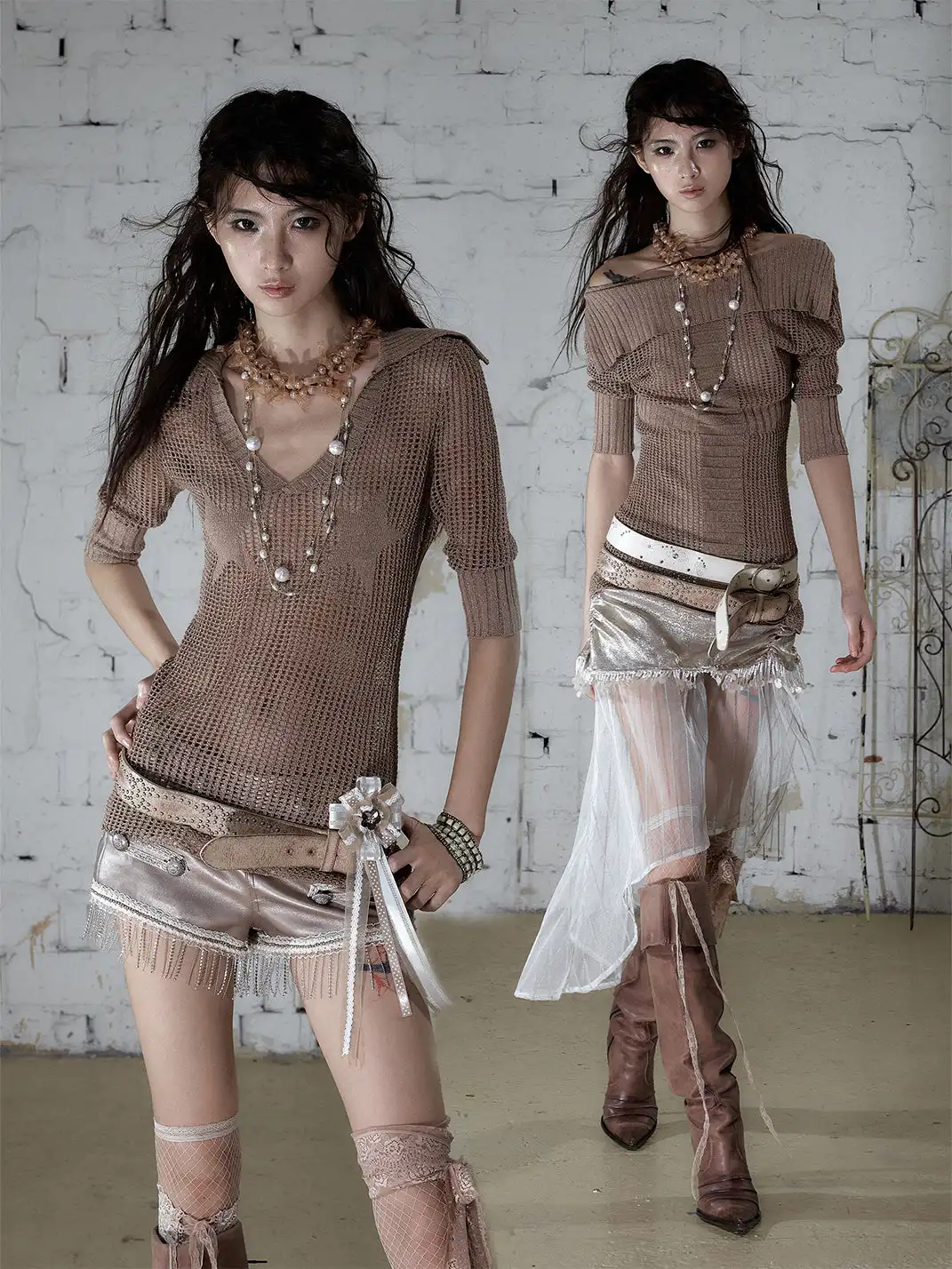 NO ROMANCE | Hollow Star V-Neck Knit Cover Up