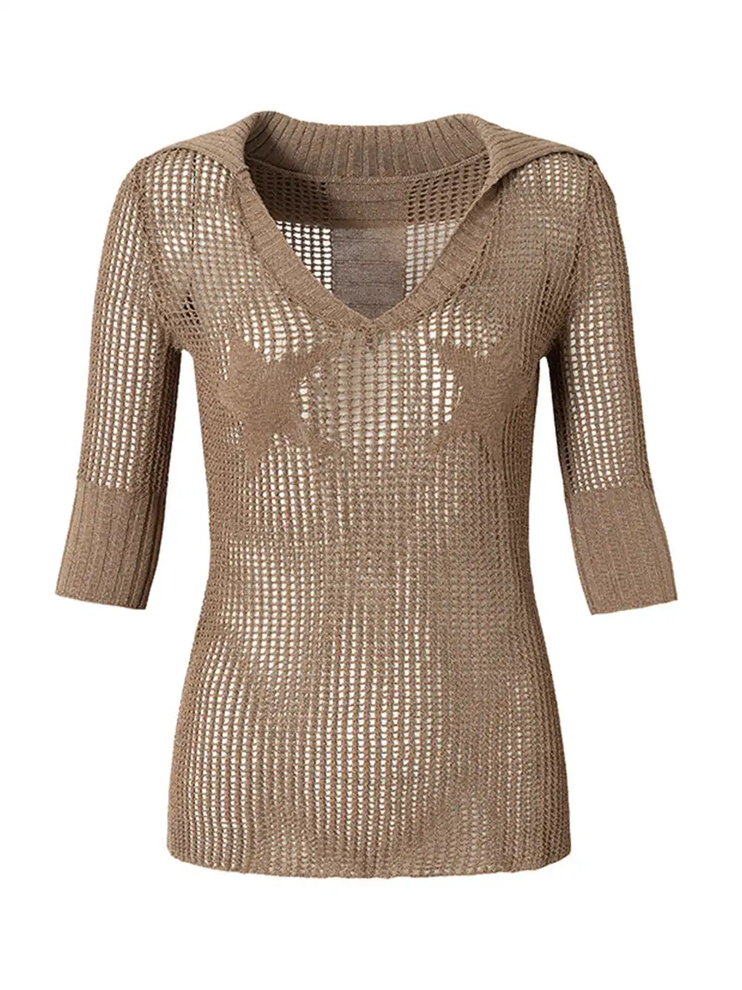 NO ROMANCE | Hollow Star V-Neck Knit Cover Up