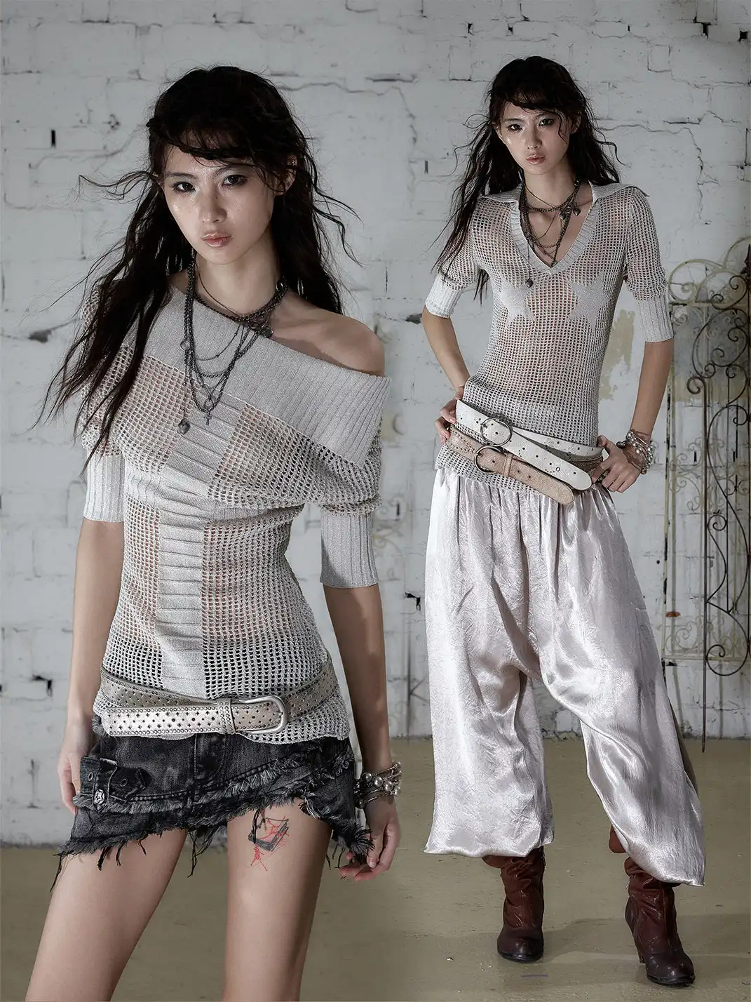 NO ROMANCE | Hollow Star V-Neck Knit Cover Up