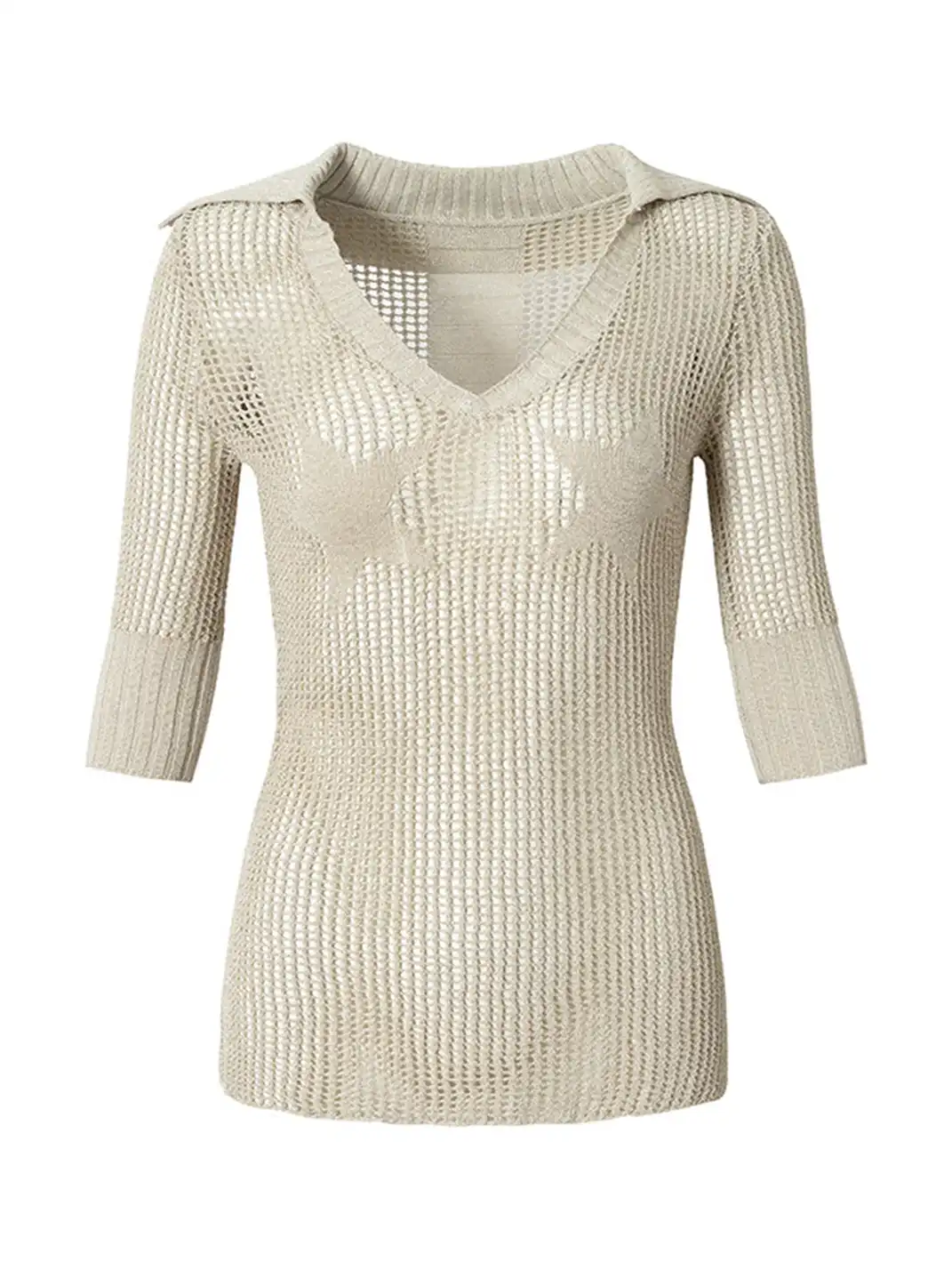 NO ROMANCE | Hollow Star V-Neck Knit Cover Up