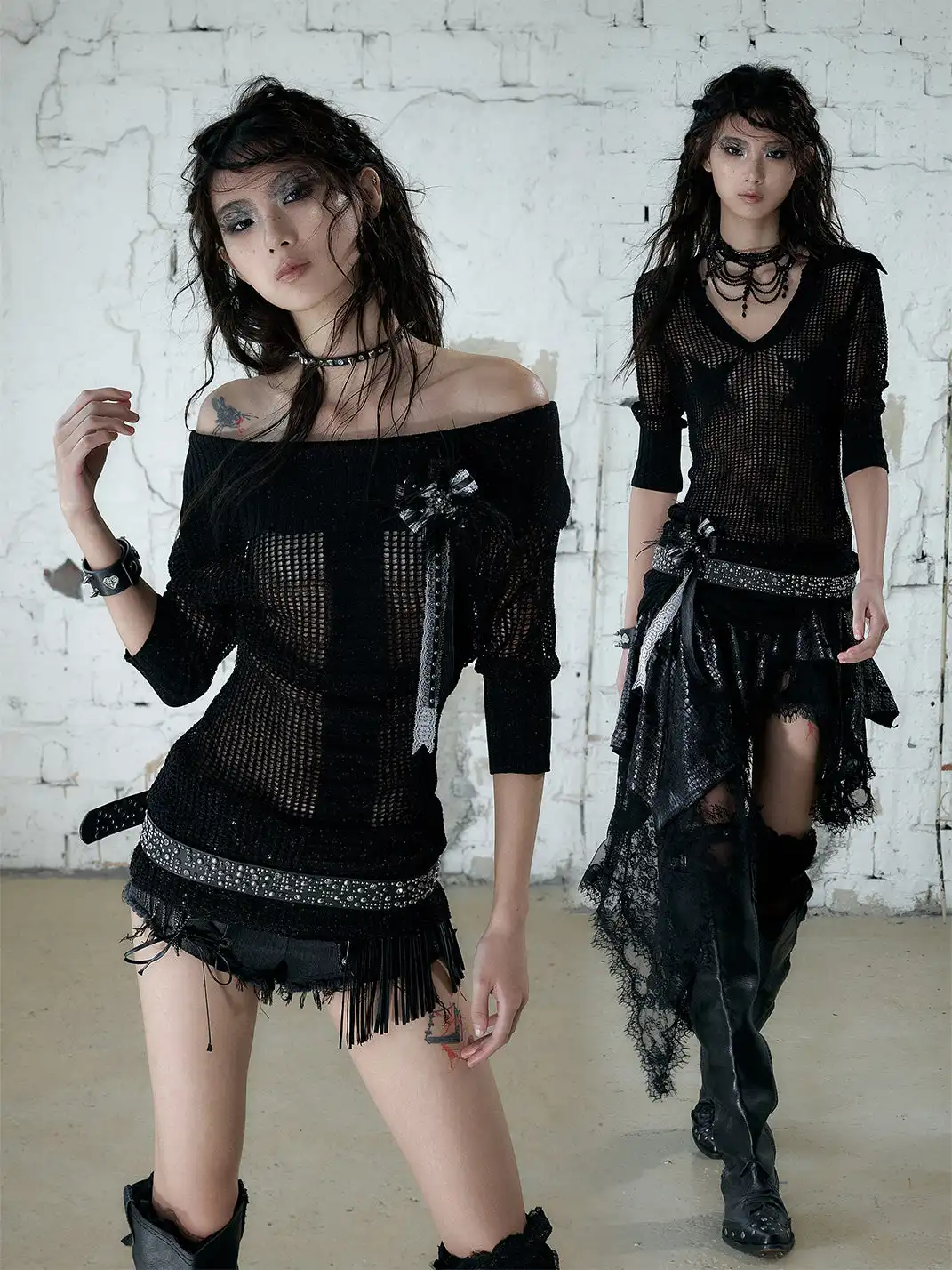 NO ROMANCE | Hollow Star V-Neck Knit Cover Up