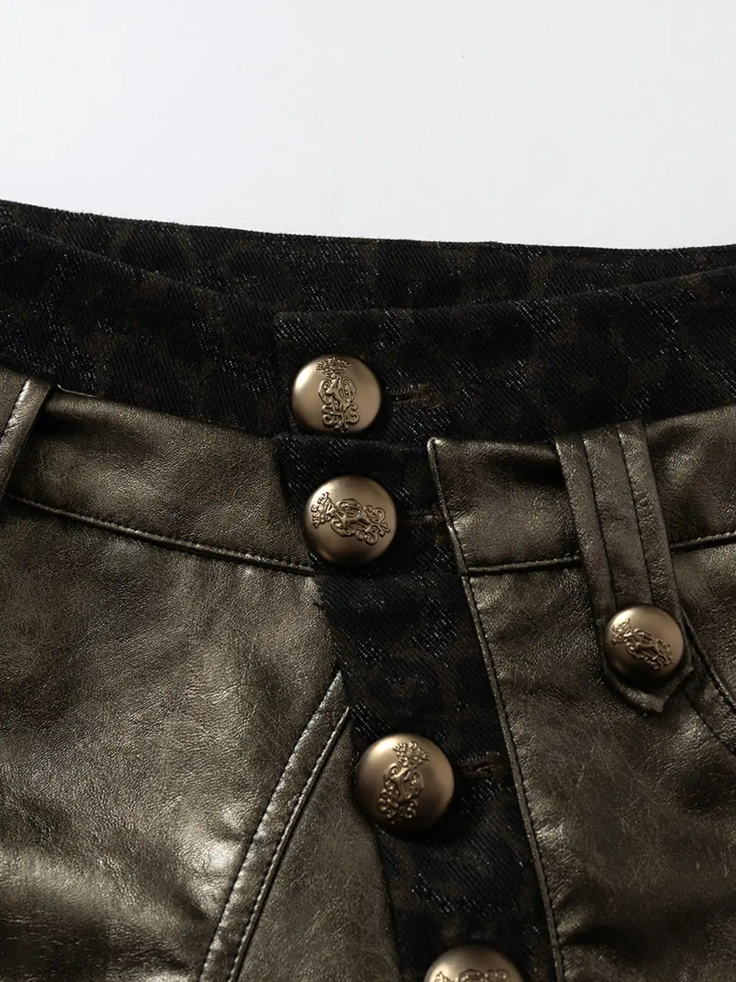NO ROMANCE | Lace Fake Two-Piece Detachable Asymmetric Leather Shorts