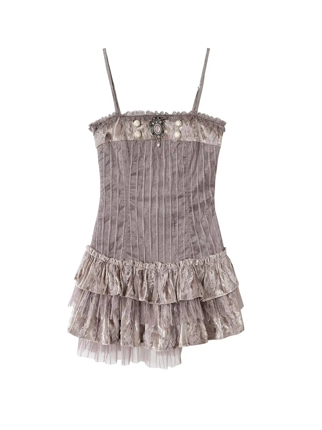 NO ROMANCE | Mesh Cami Tiered Dress