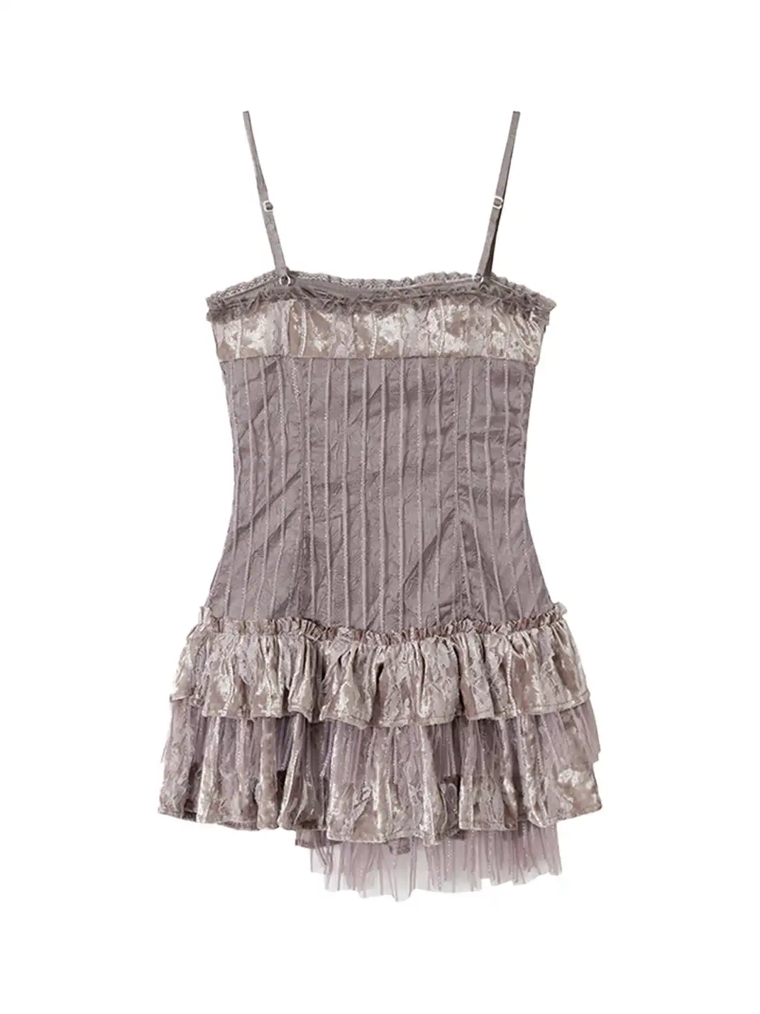 NO ROMANCE | Mesh Cami Tiered Dress