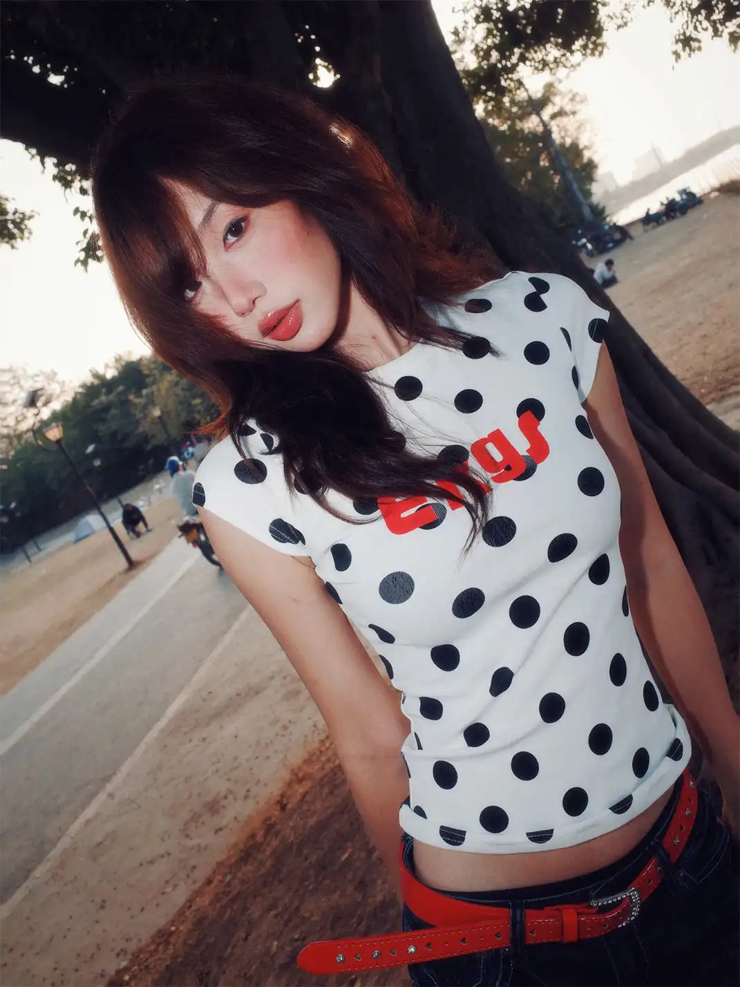 YOUNG STAGE | Allover Letter & Polka Dot Print T-Shirt