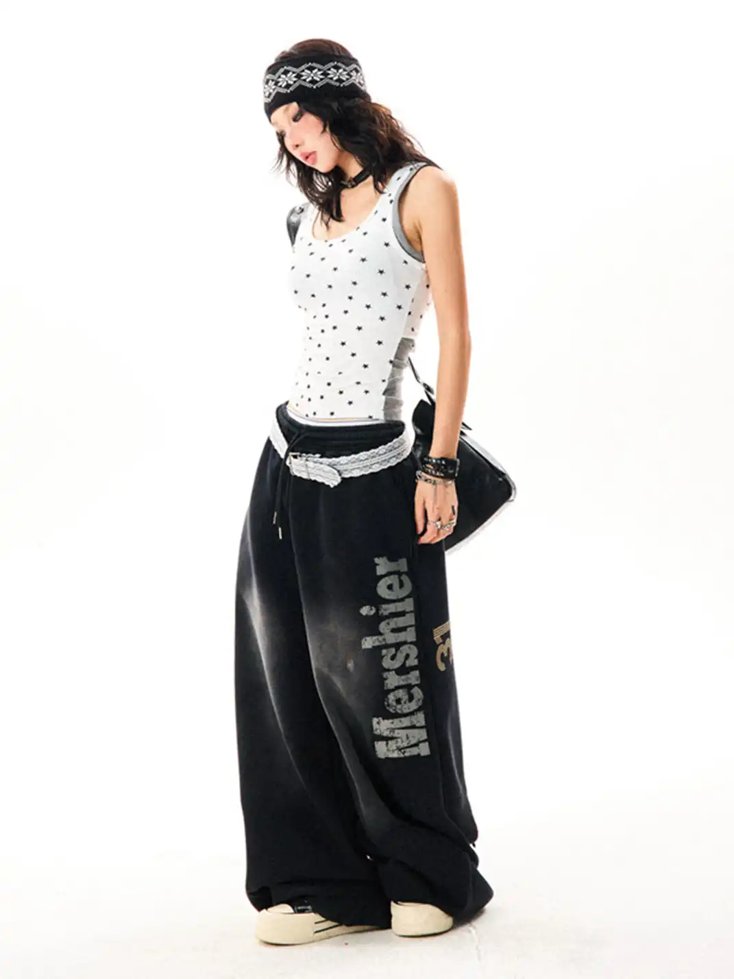 YOUNG STAGE | Allover Star Print Fake Two-Piece Cami Tank Top