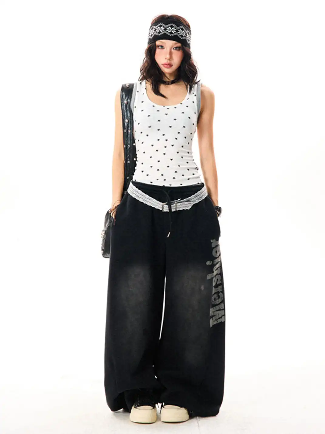 YOUNG STAGE | Allover Star Print Fake Two-Piece Cami Tank Top