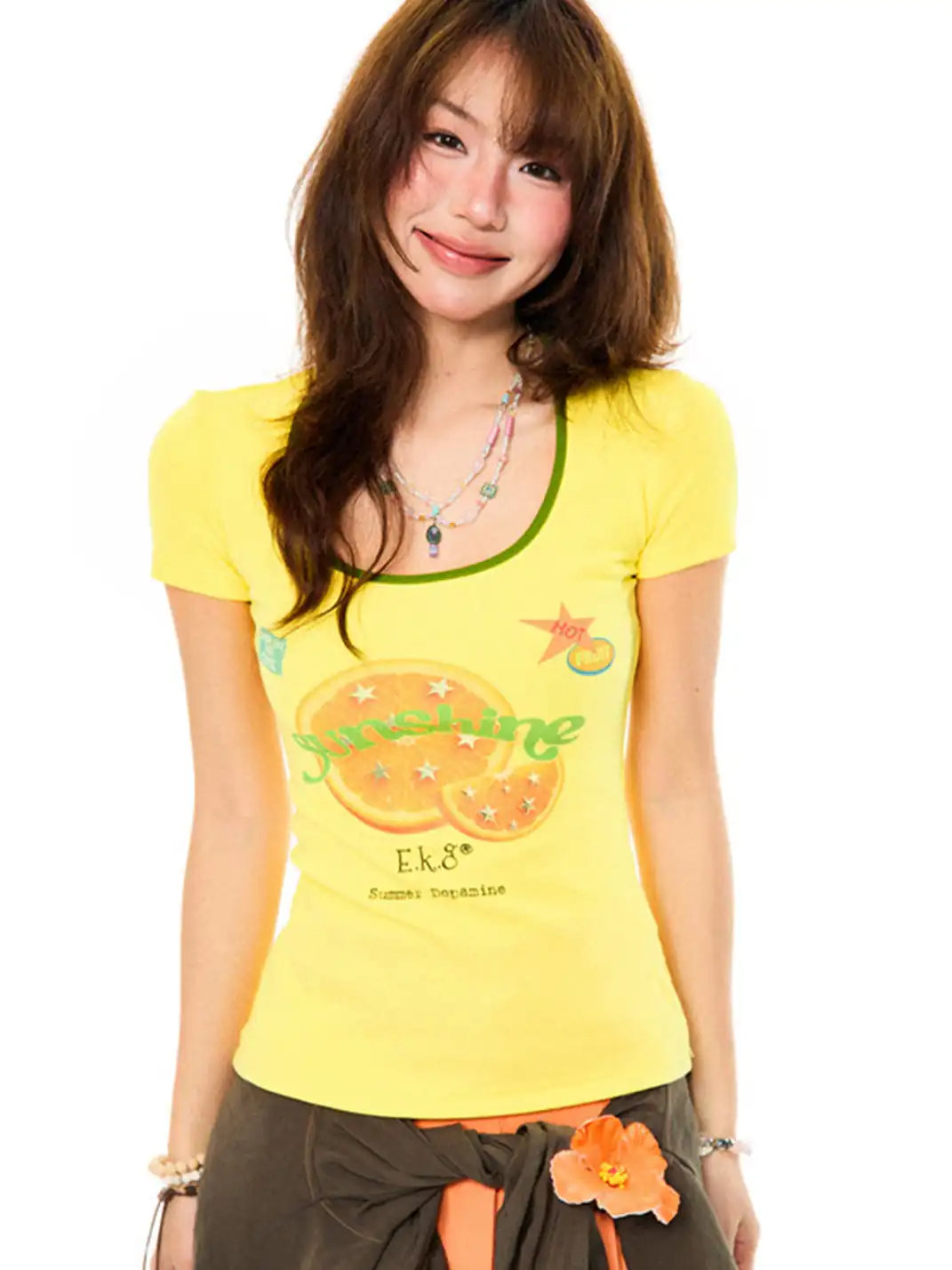 YOUNG STAGE | Fun Fruit Print Regular Shoulder T-Shirt