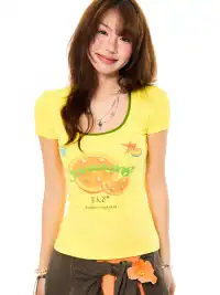 YOUNG STAGE | Fun Fruit Print Regular Shoulder T-Shirt