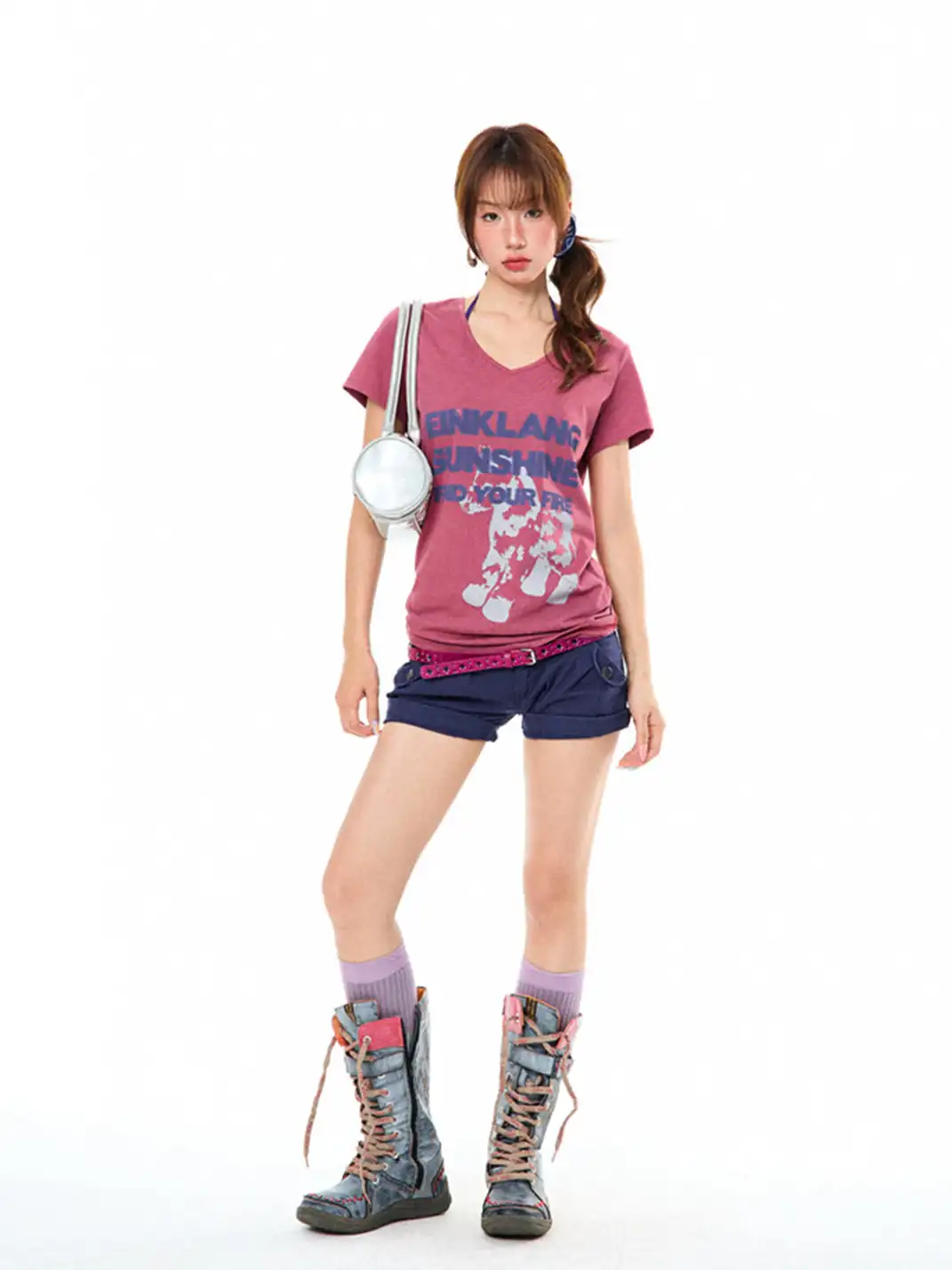 YOUNG STAGE | Pony Letter Print T-Shirt & Shorts Set