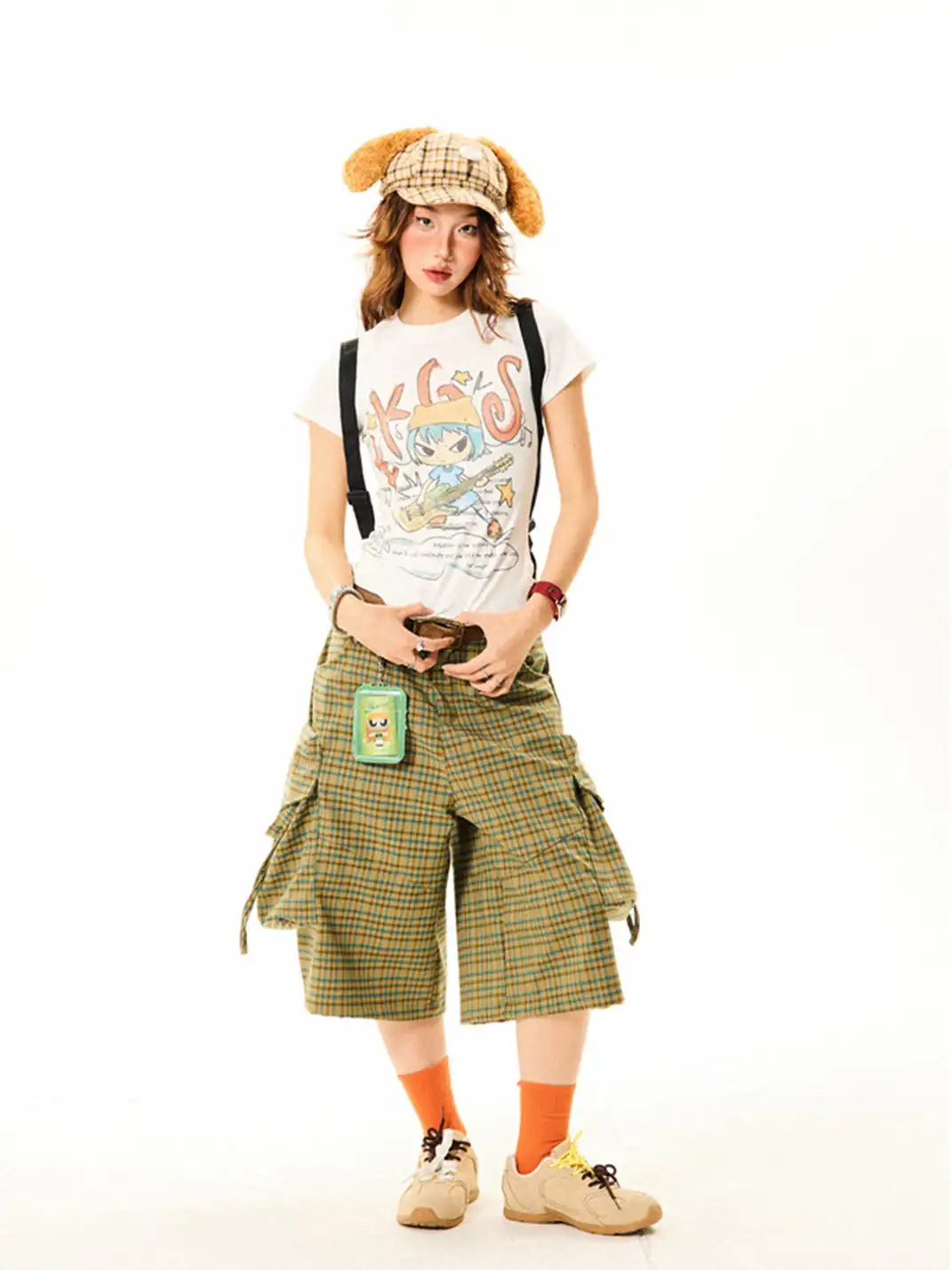 YOUNG STAGE | Plaid Big Pocket Cargo Cropped Pants