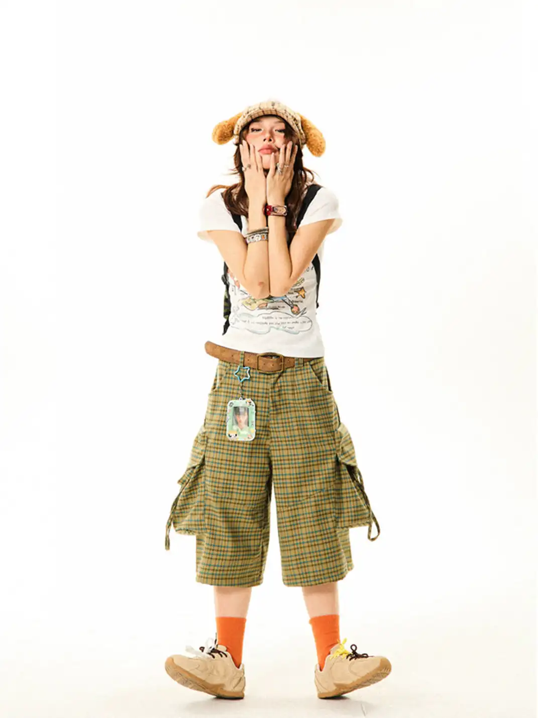 YOUNG STAGE | Plaid Big Pocket Cargo Cropped Pants
