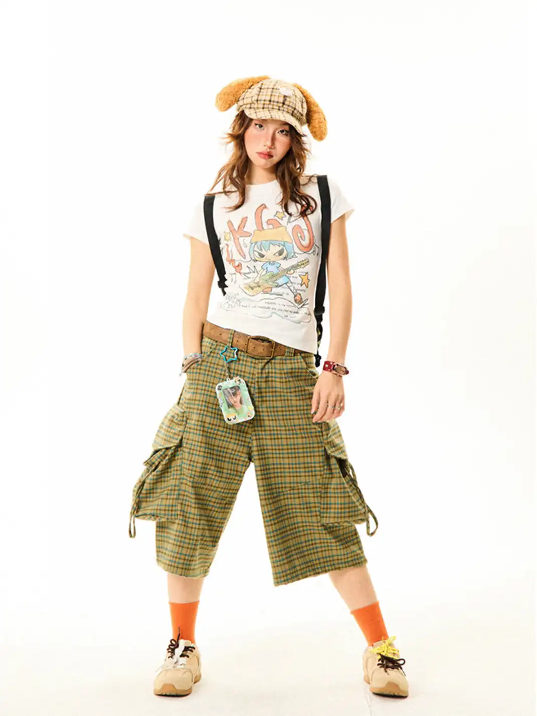 YOUNG STAGE | Plaid Big Pocket Cargo Cropped Pants