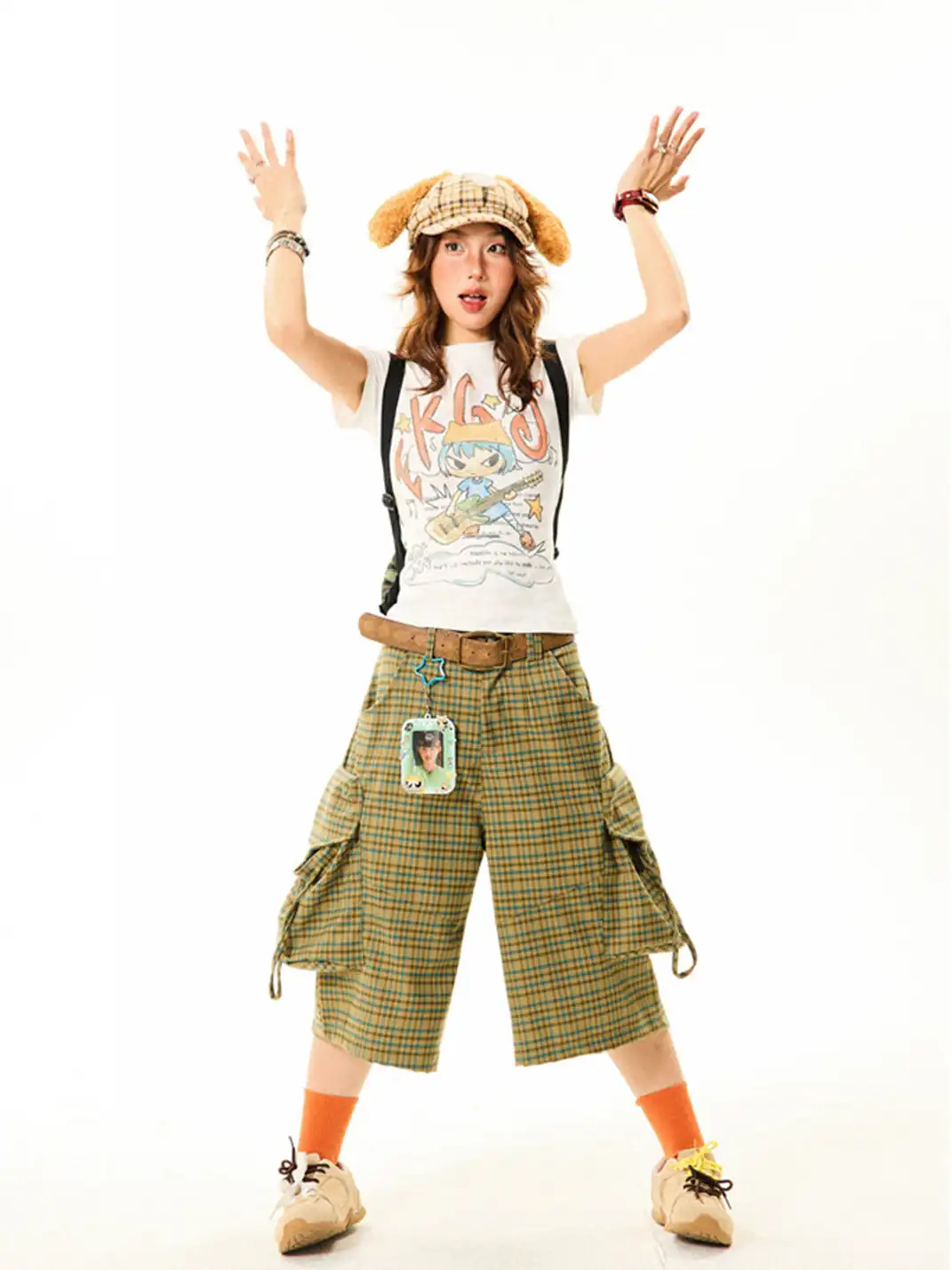 YOUNG STAGE | Plaid Big Pocket Cargo Cropped Pants