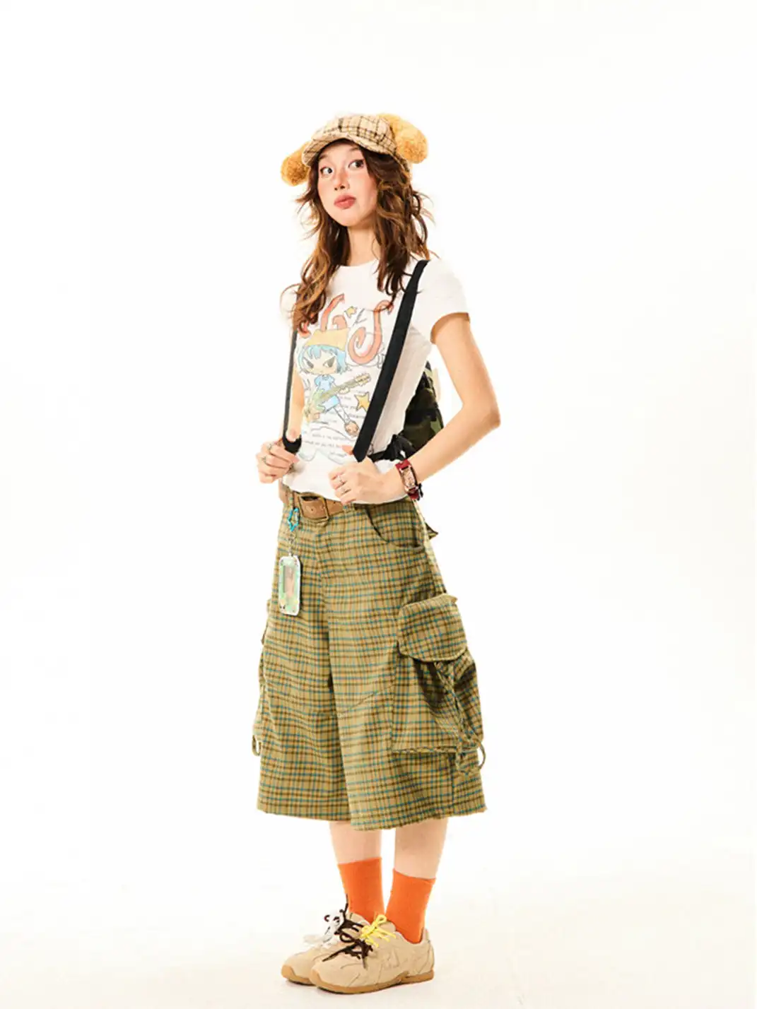 YOUNG STAGE | Plaid Big Pocket Cargo Cropped Pants