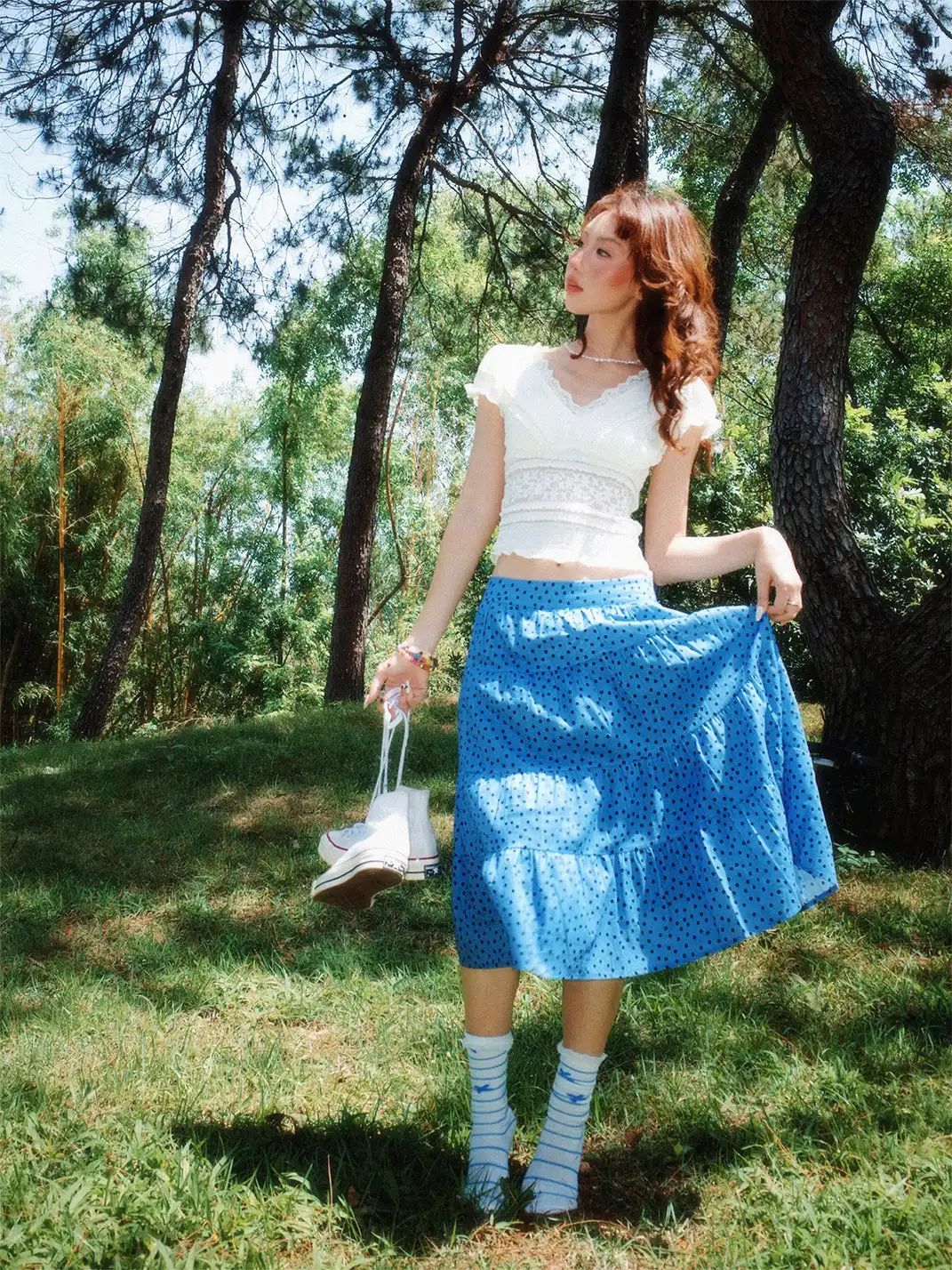 YOUNG STAGE | Allover Polka Dot Print Skirt