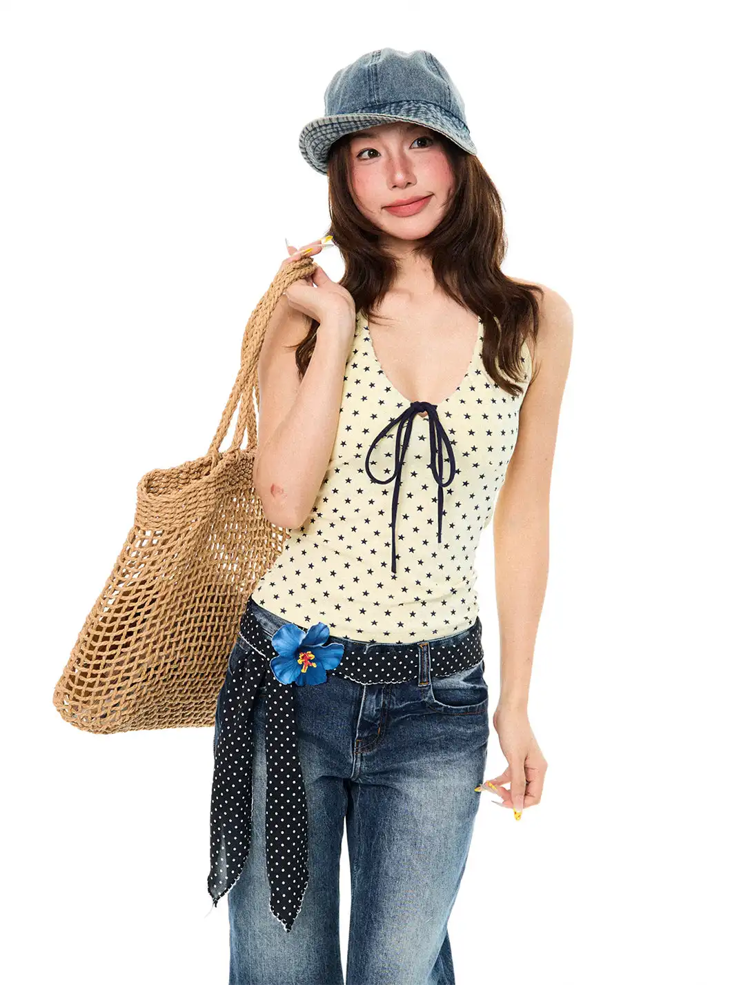 YOUNG STAGE | Allover Star Print Halter Sleeveless Tank Top