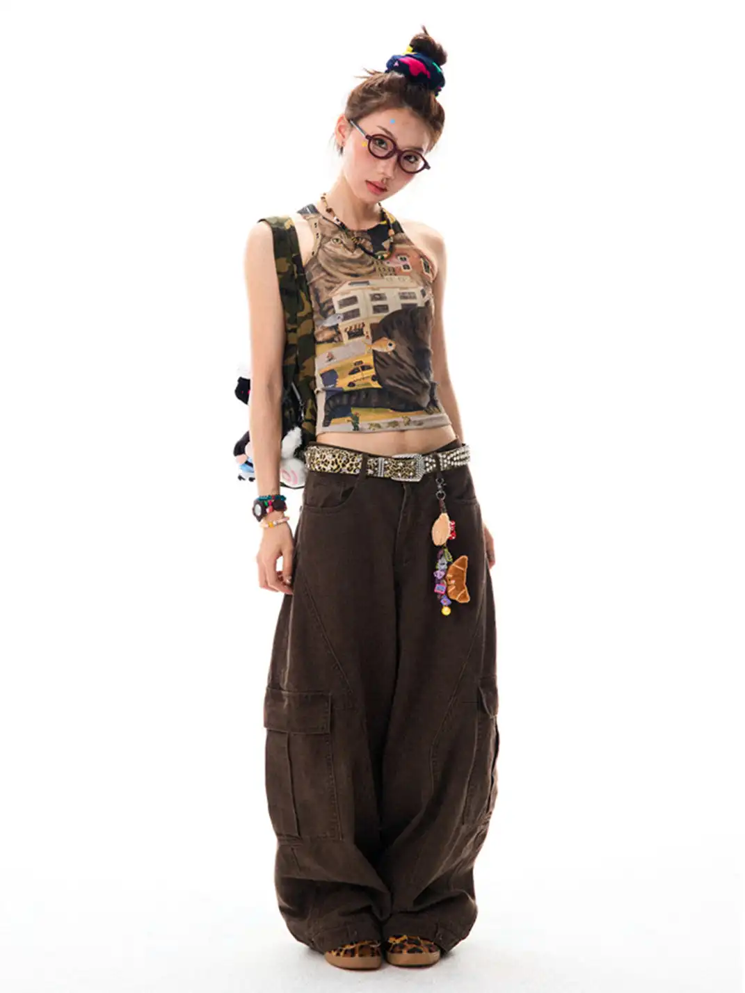 YOUNG STAGE | Allover Cat Print Racerback Tank Top