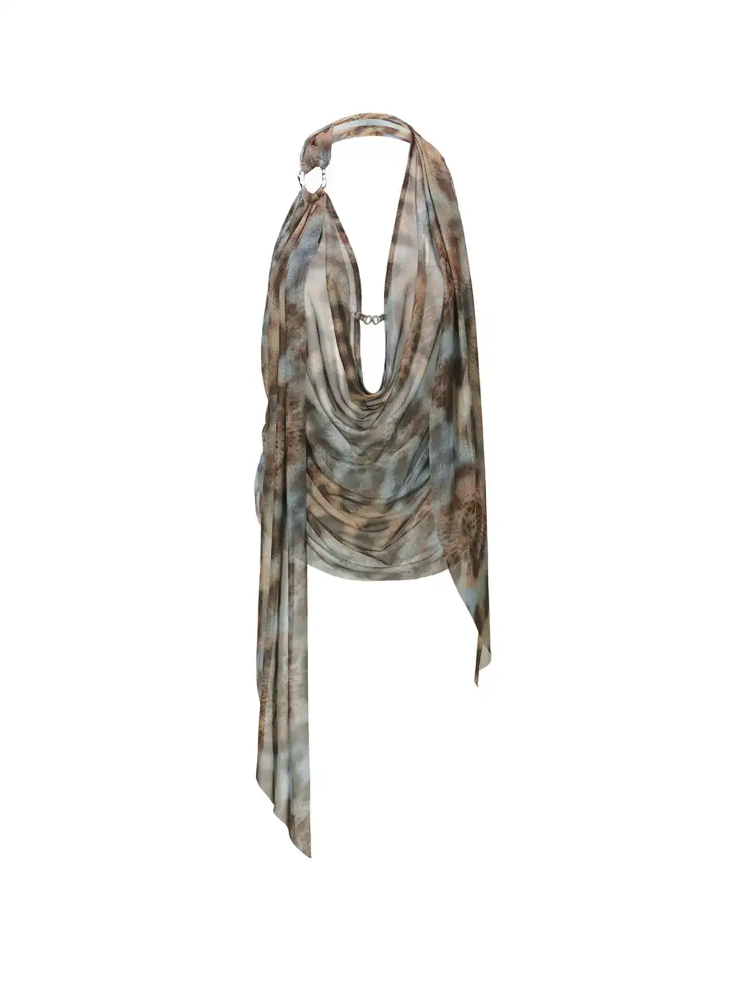 JYOSEI | Leopard Print Cowl Neck Backless Top
